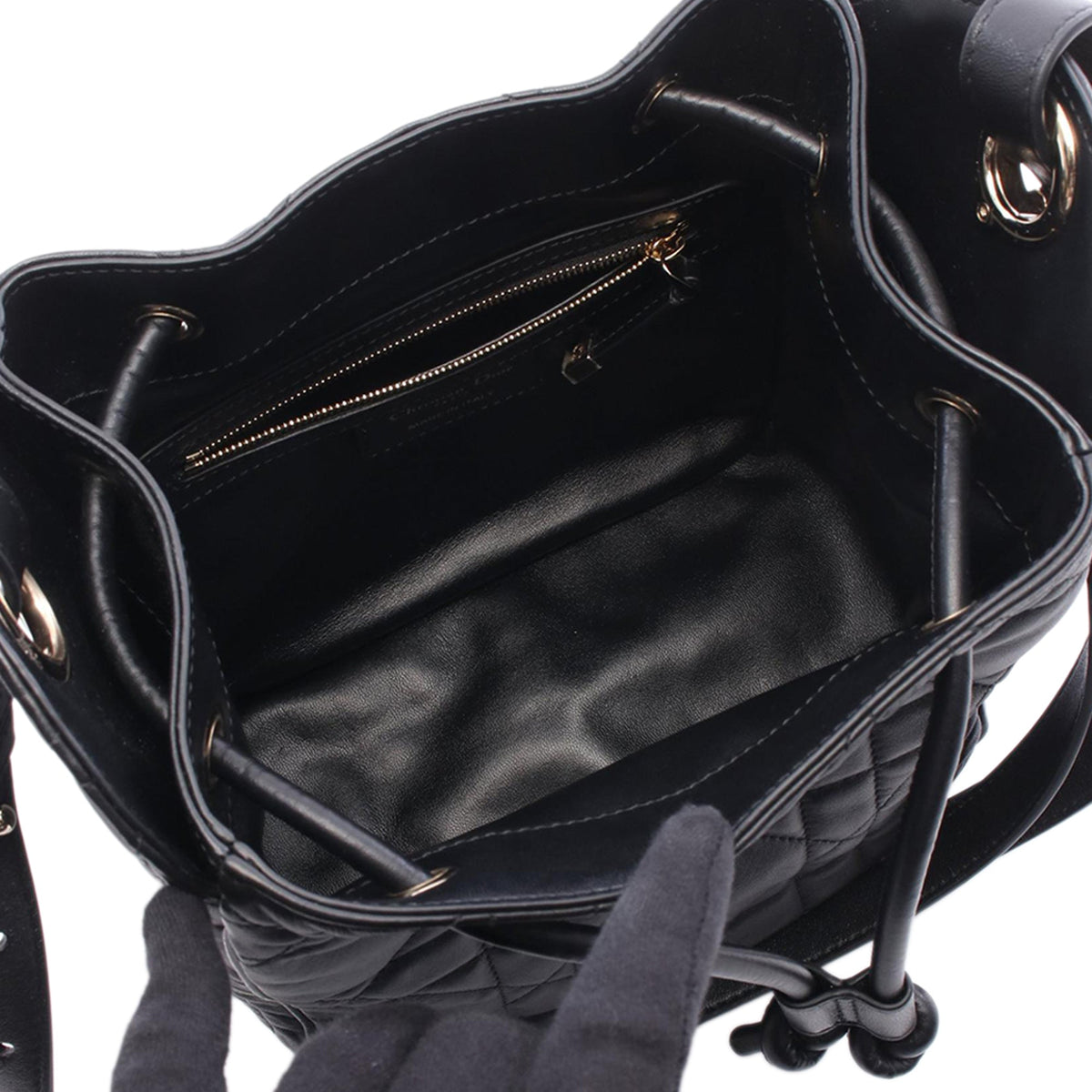 Dior Small Lambskin Cannage D Motion Bag — Black