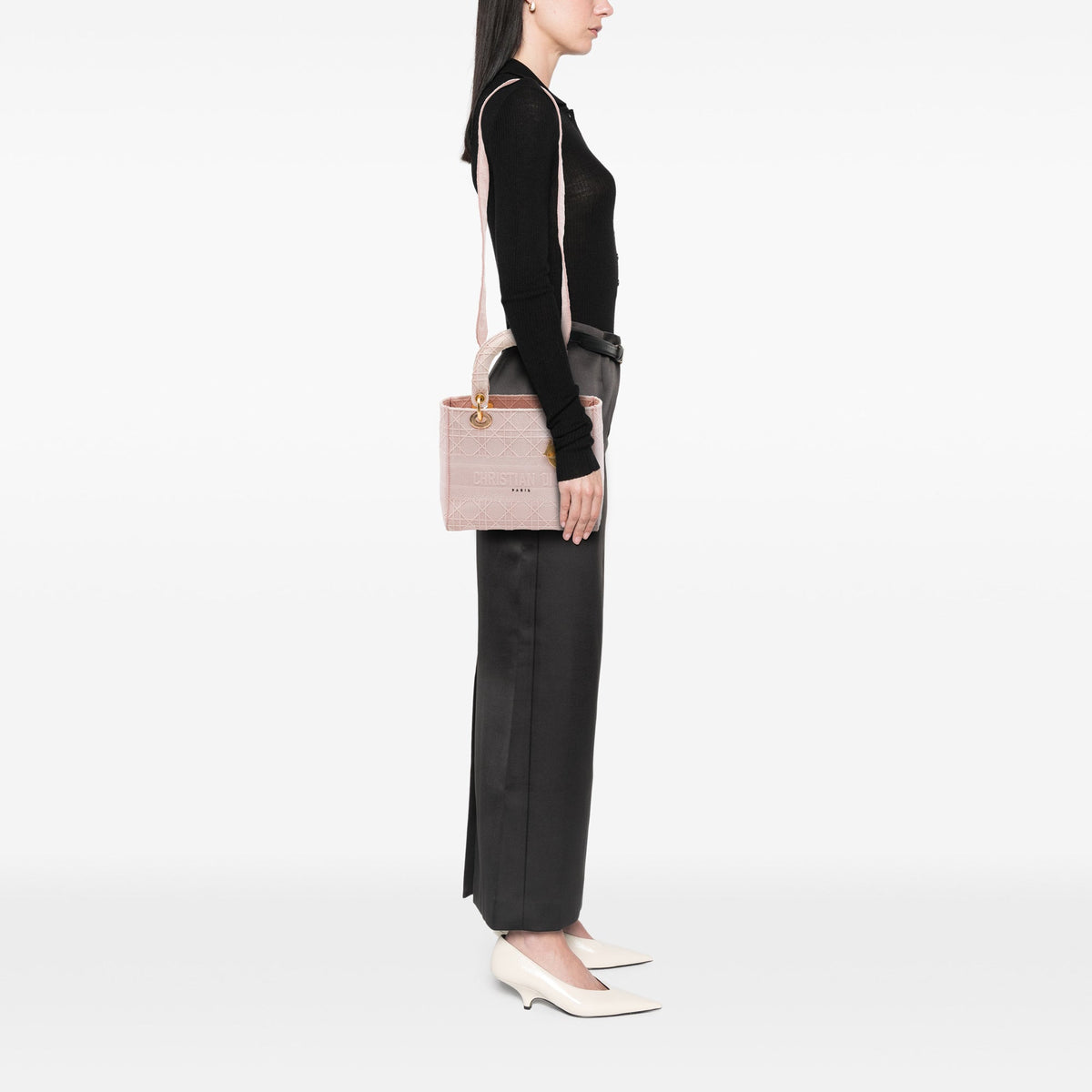 Dior Medium Embroidered Canvas Cannage Lady D Lite