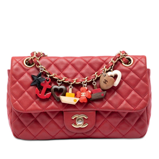 Chanel Medium Classic Lambskin Marine Charms Single Flap