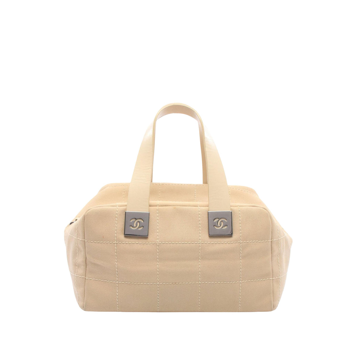 Chanel CC Chocolate Bar Canvas Handbag — Beige