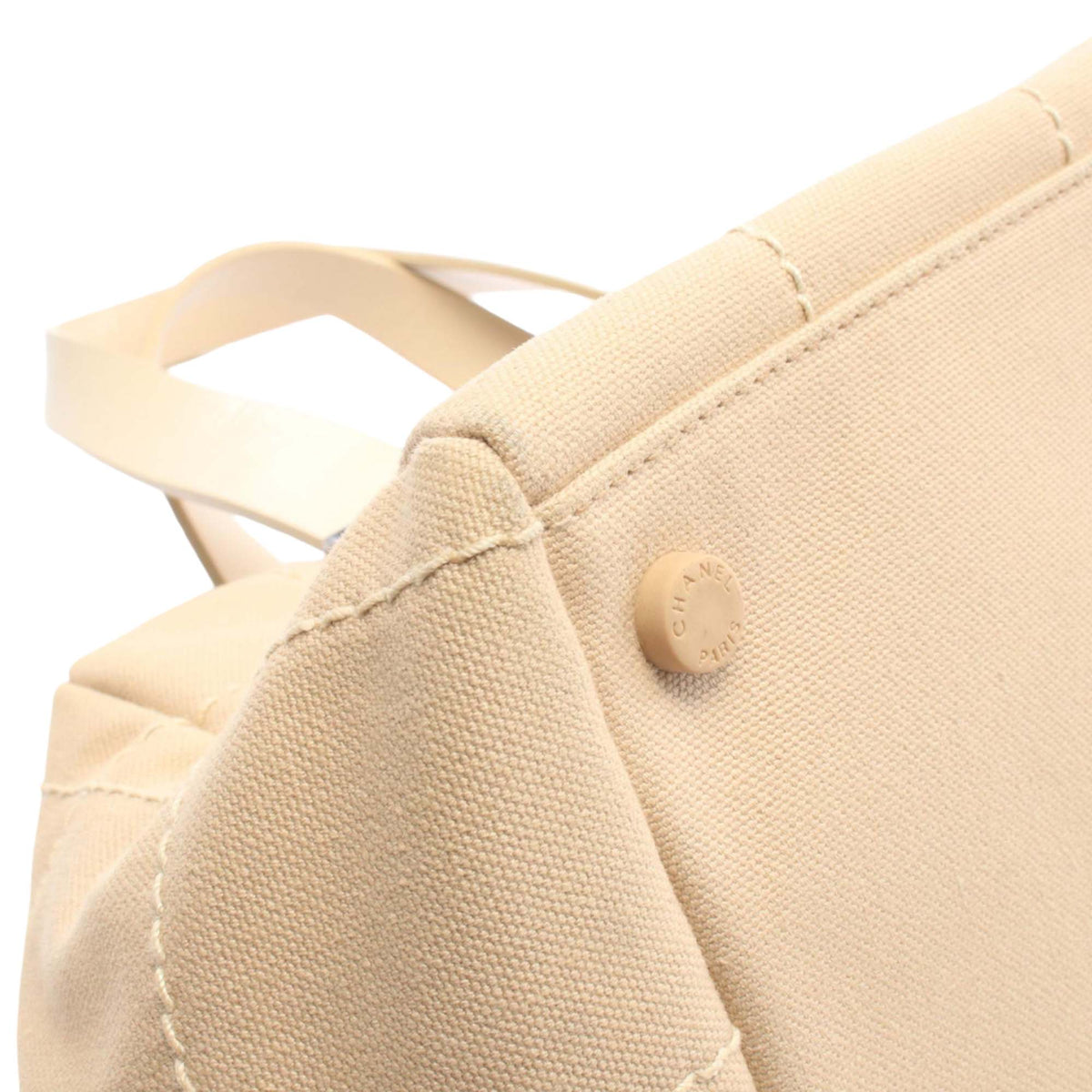 Chanel CC Chocolate Bar Canvas Handbag — Beige