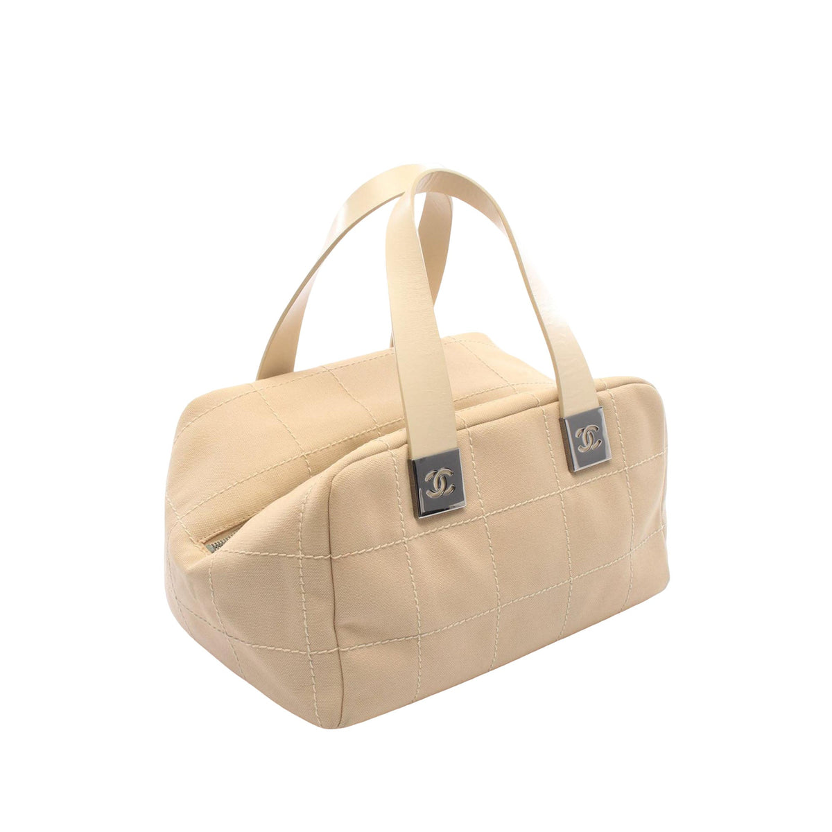 Chanel CC Chocolate Bar Canvas Handbag — Beige