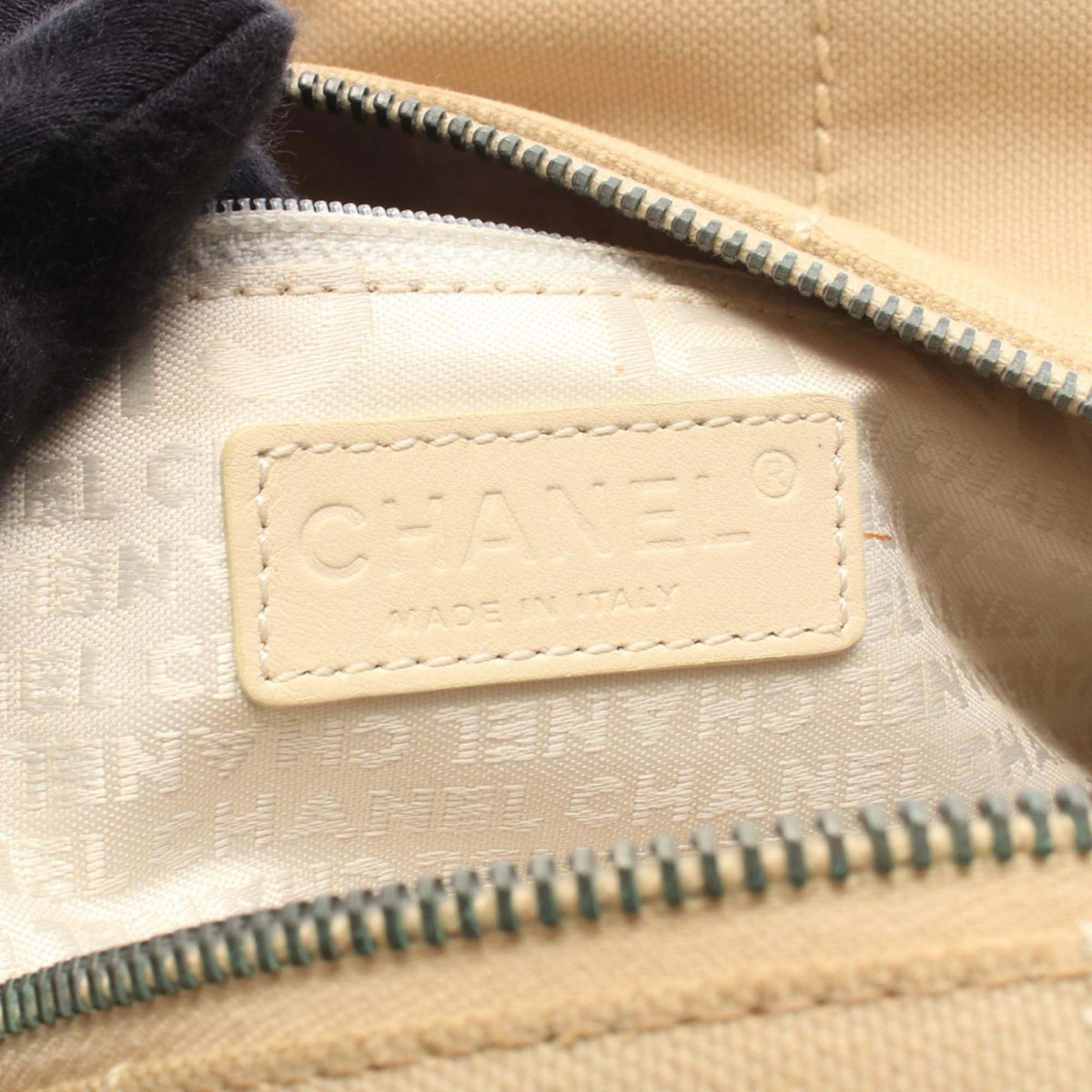 Chanel CC Chocolate Bar Canvas Handbag — Beige