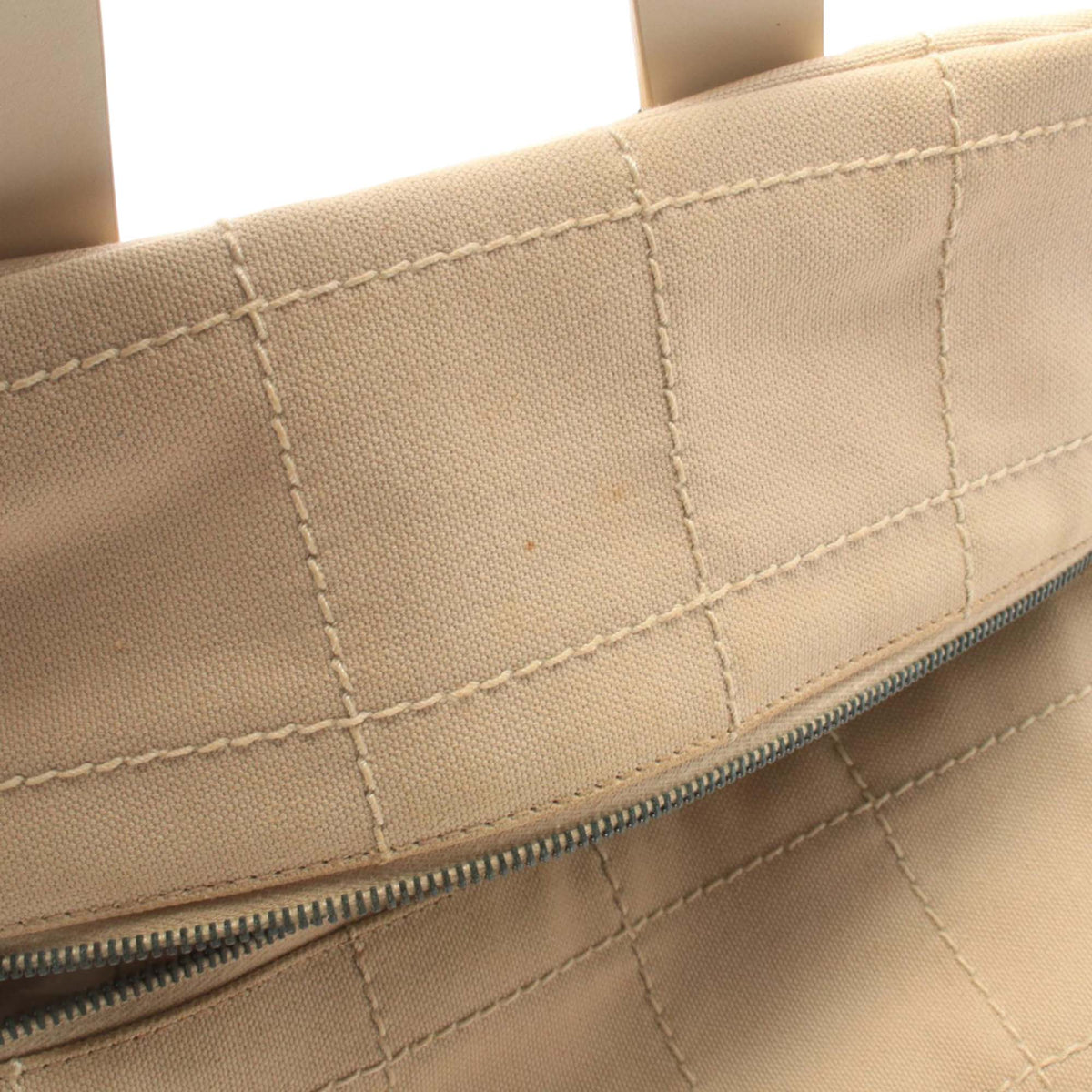 Chanel CC Chocolate Bar Canvas Handbag — Beige