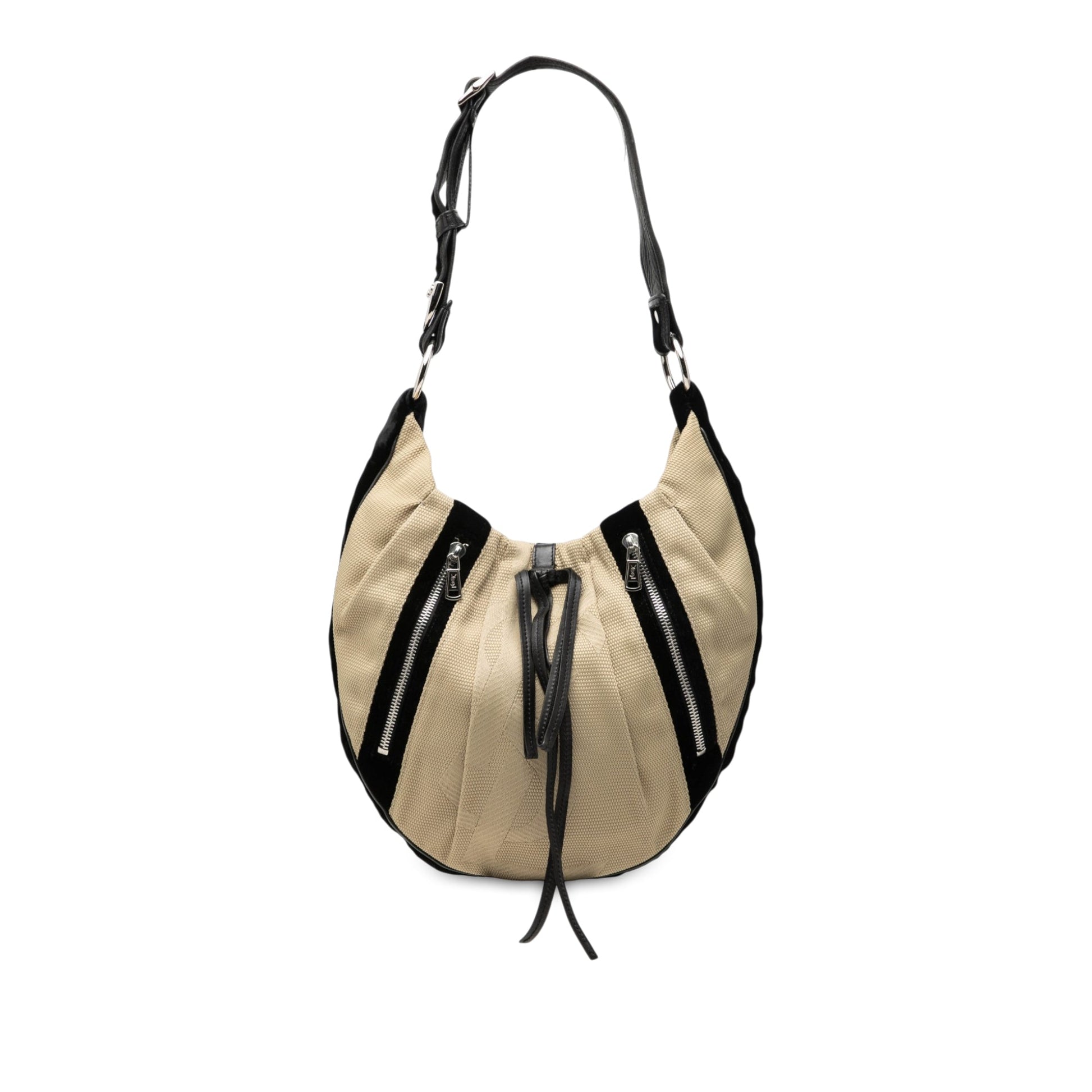Saint Laurent Canvas and Velvet Rive Gauche Pleated Hobo