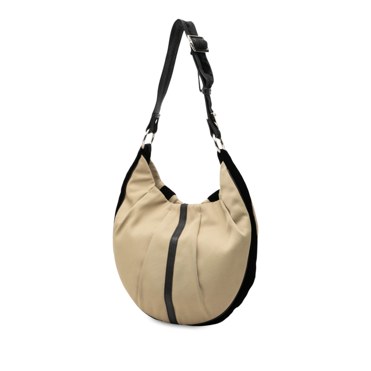 Saint Laurent Canvas and Velvet Rive Gauche Pleated Hobo