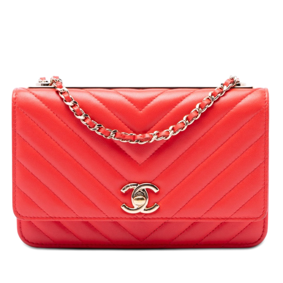 Chanel Chevron Lambskin Trendy CC Chain Wallet on Chain