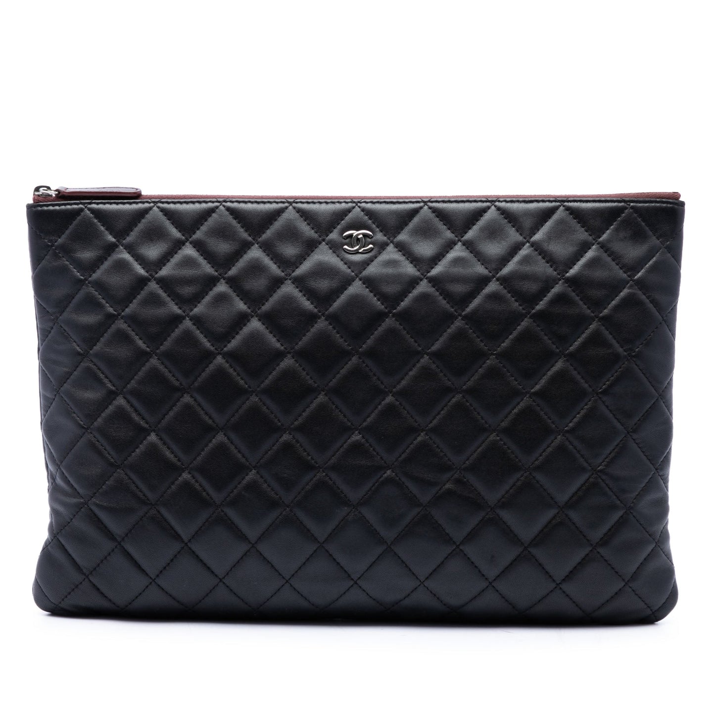 Chanel Large Quilted Lambskin O Case Clutch