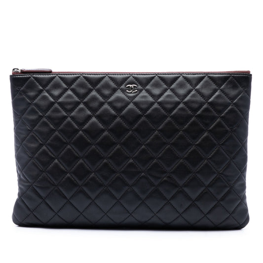 Chanel Large Quilted Lambskin O Case Clutch