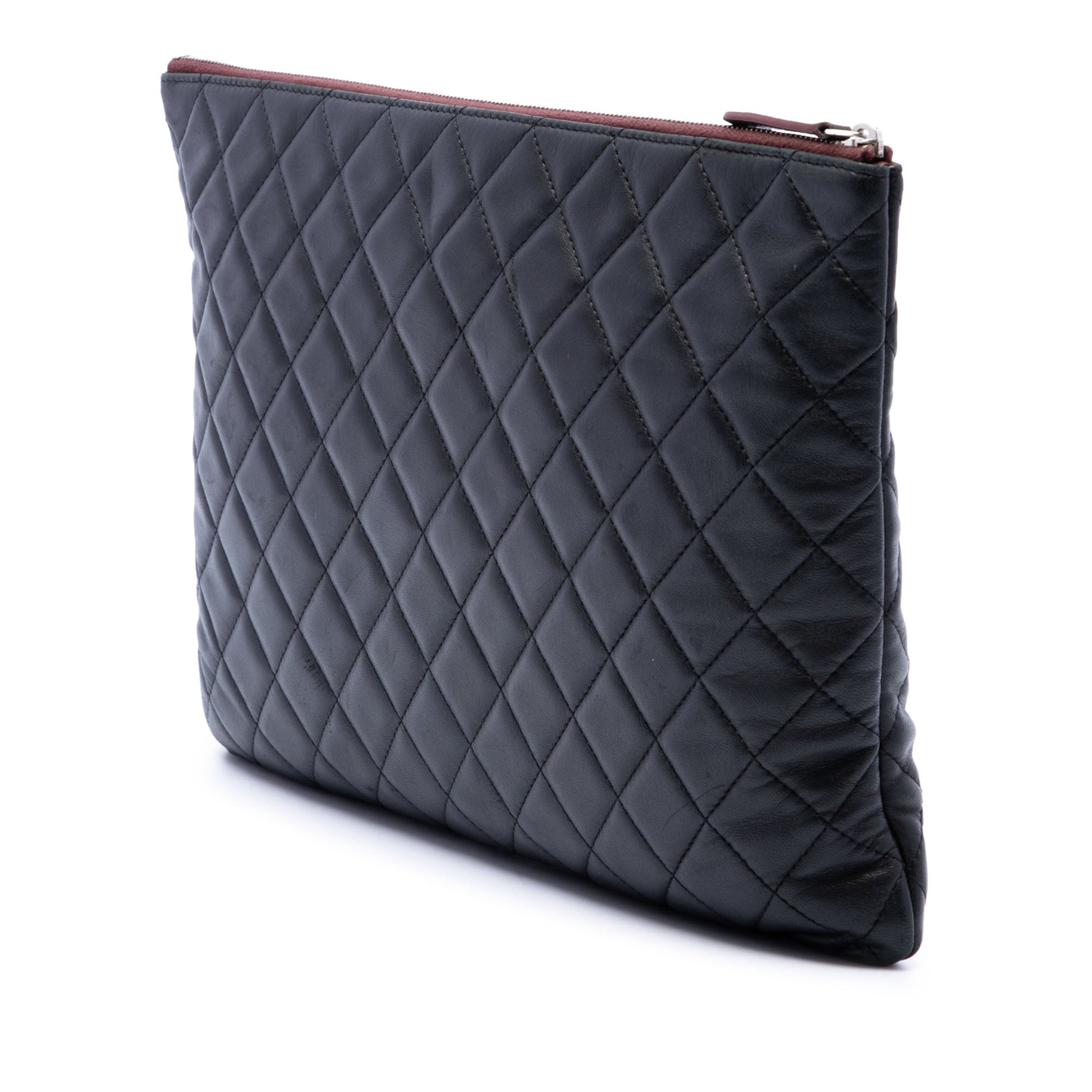 Chanel Large Quilted Lambskin O Case Clutch