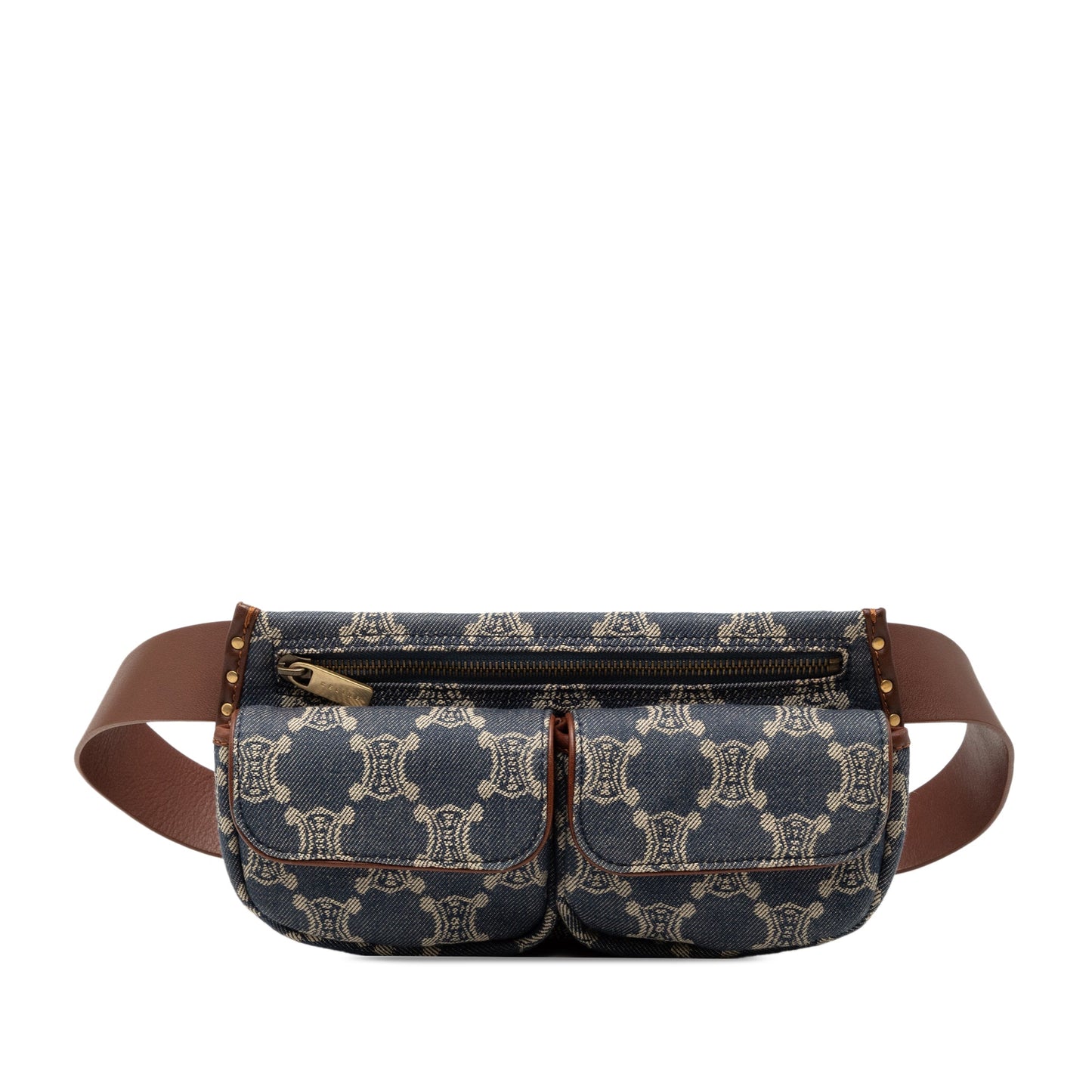 Celine Macadam Denim Double Pocket Belt Bag