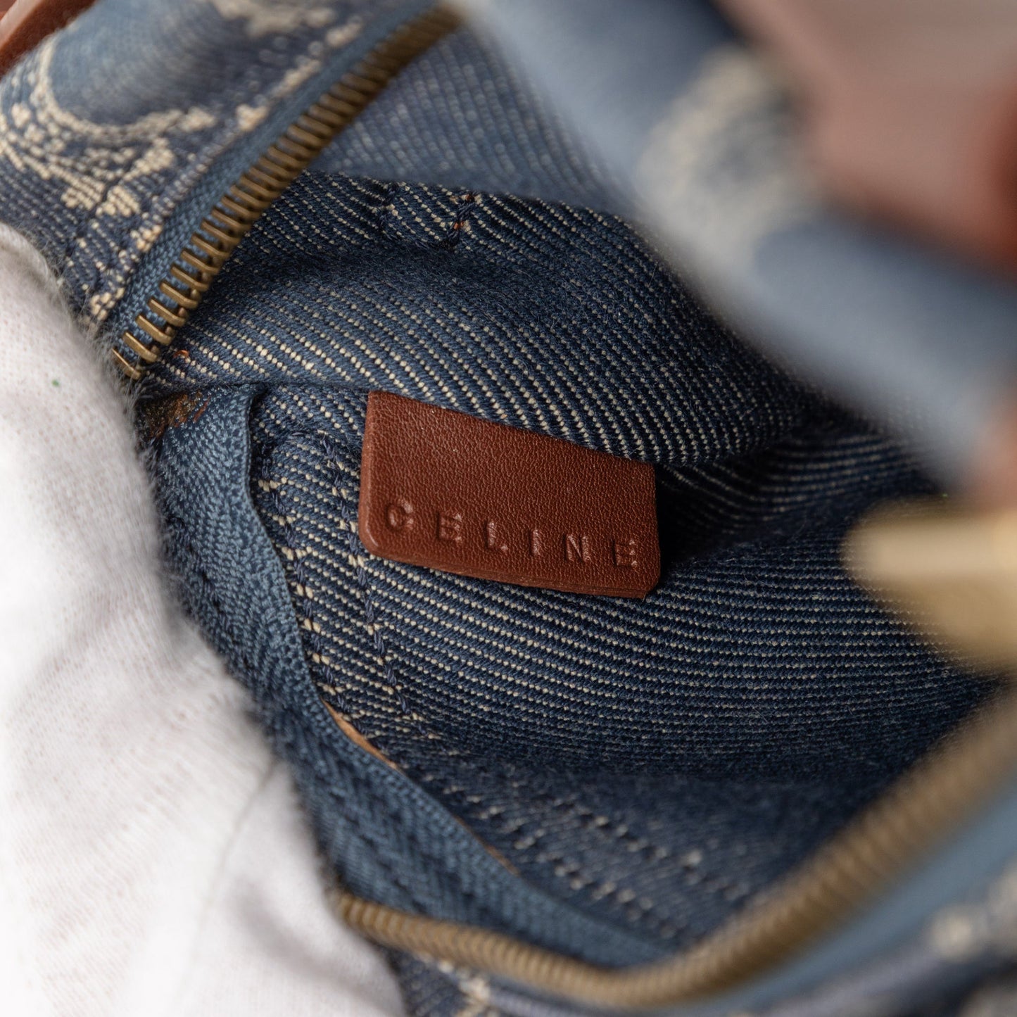 Celine Macadam Denim Double Pocket Belt Bag