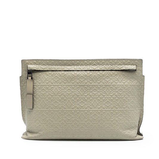 LOEWE Embossed Leather Anagram Repeat T Clutch