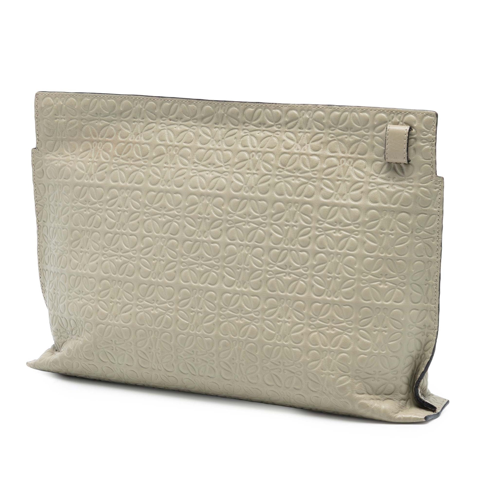LOEWE Embossed Leather Anagram Repeat T Clutch