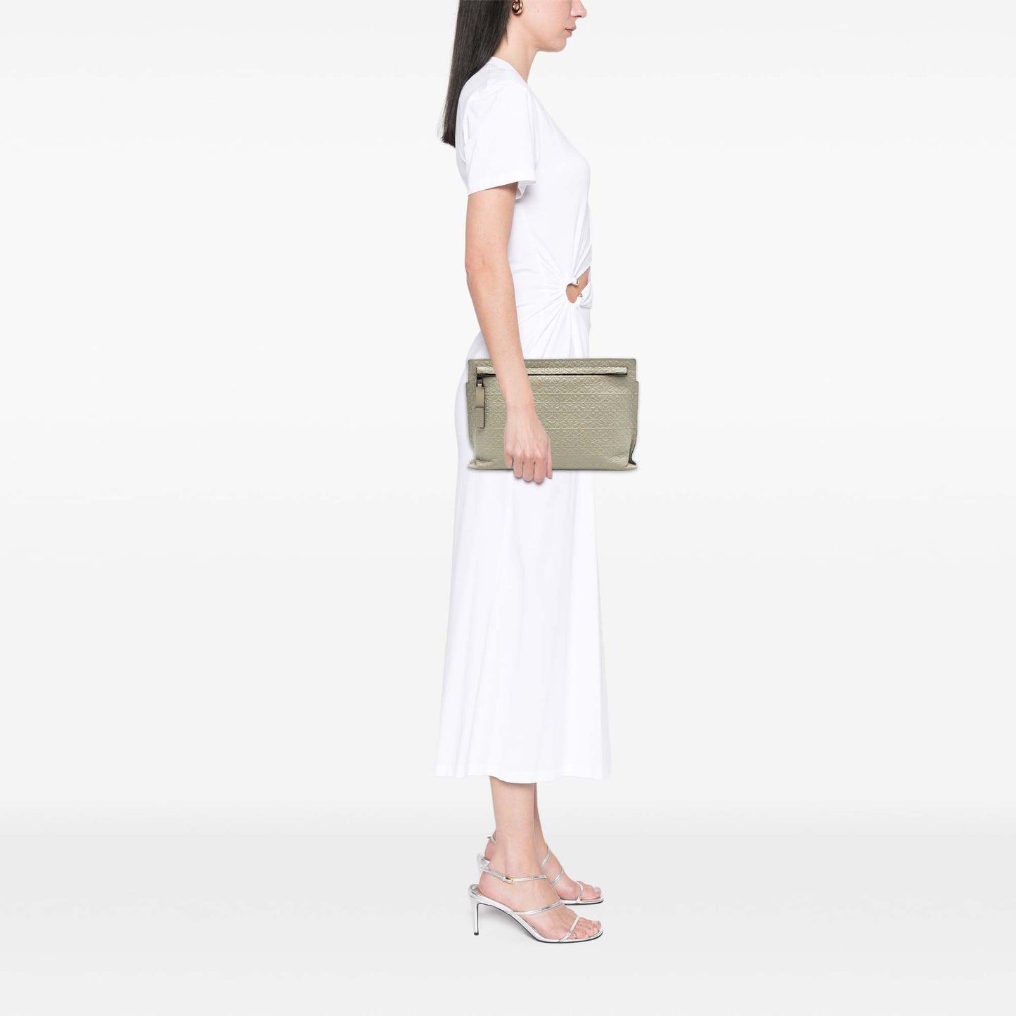 LOEWE Embossed Leather Anagram Repeat T Clutch