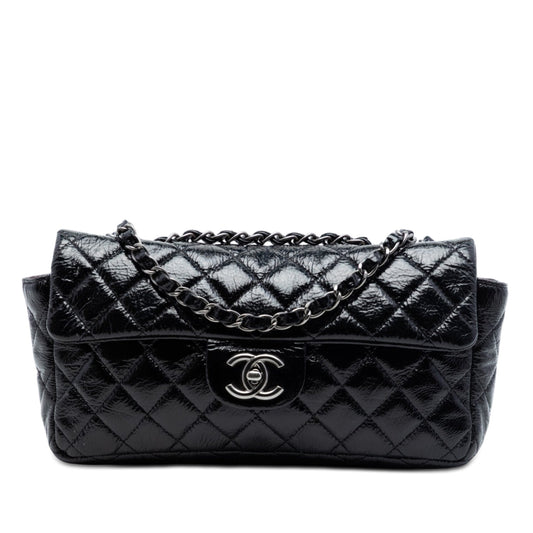 Chanel Quilted Crinkled Patent East West Single Flap
