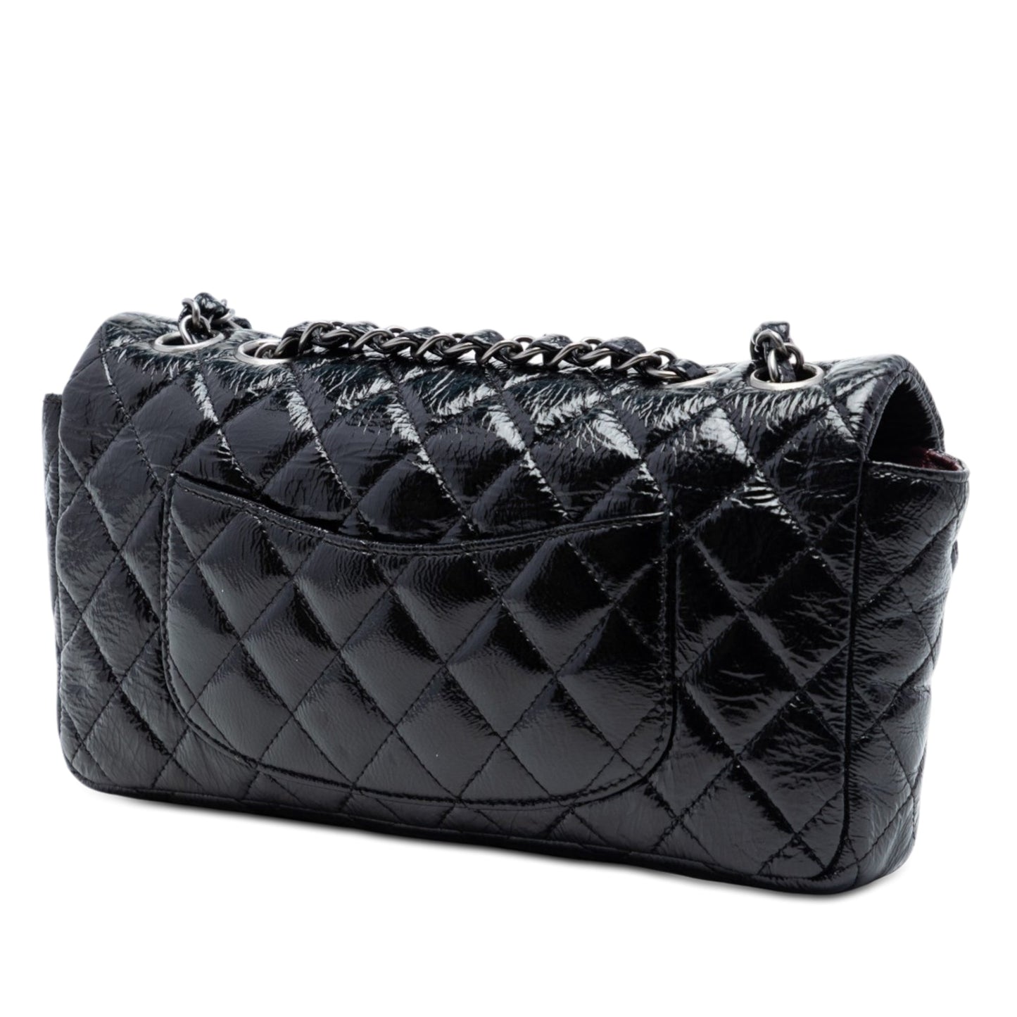 Chanel Quilted Crinkled Patent East West Single Flap
