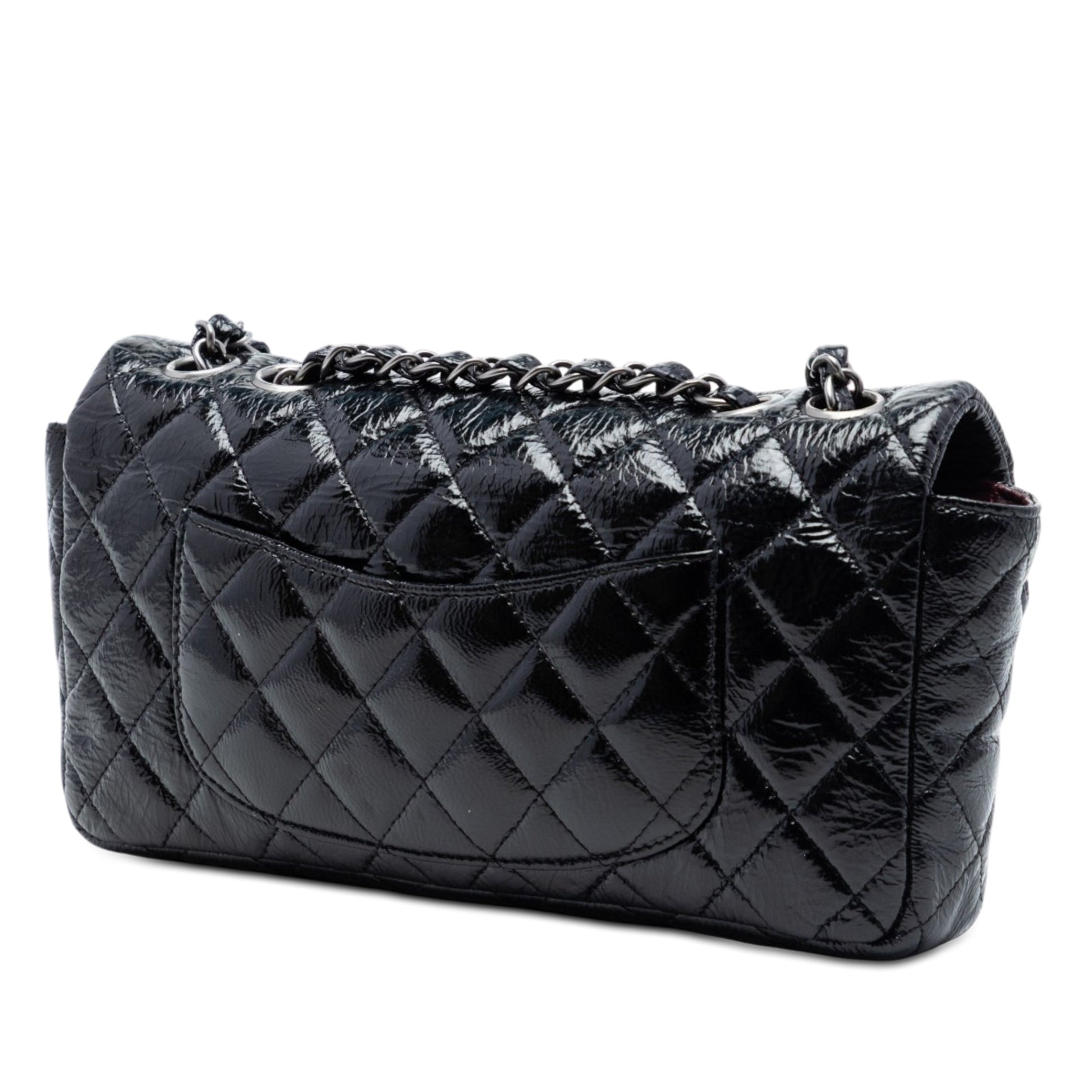 Chanel Quilted Crinkled Patent East West Single Flap