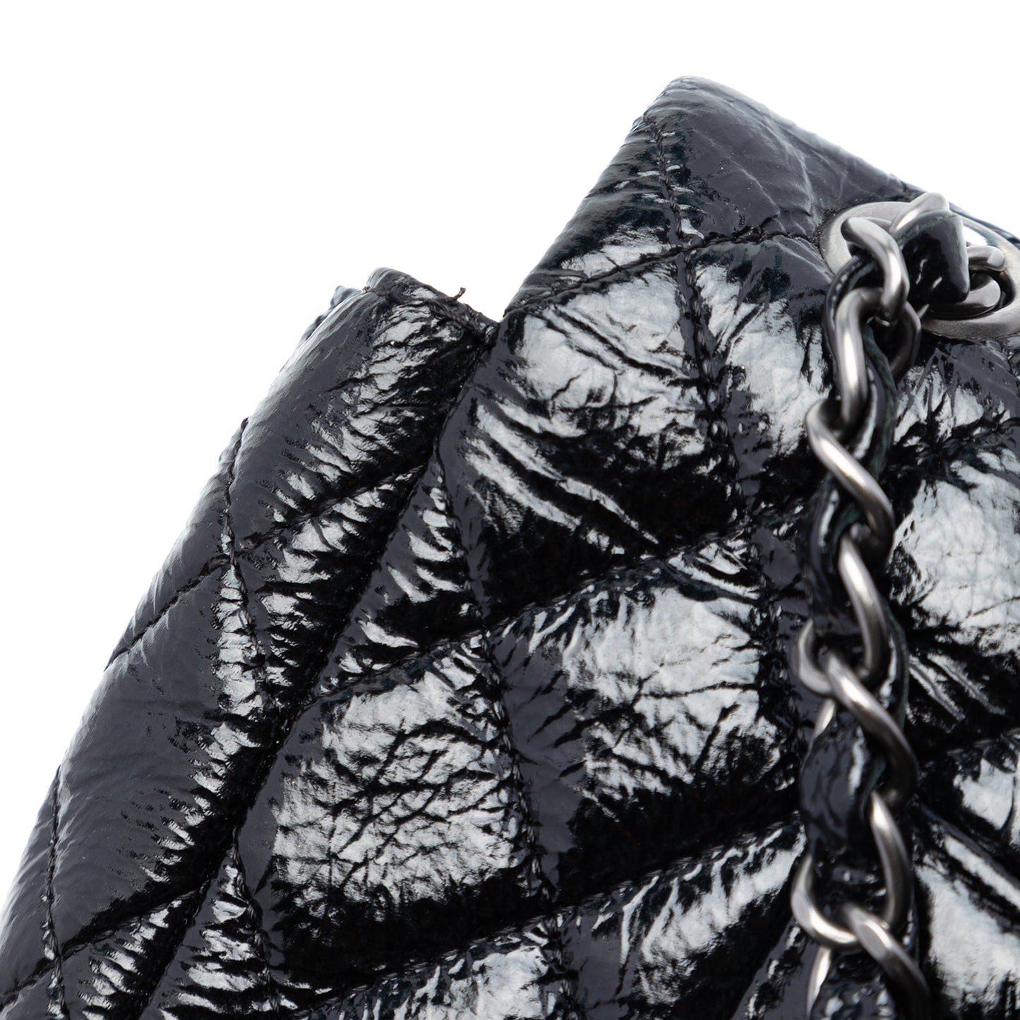 Chanel Quilted Crinkled Patent East West Single Flap