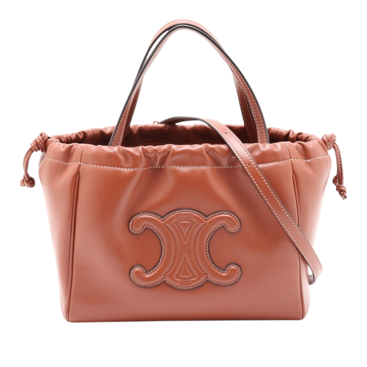 Celine Small Calfskin Cuir Triomphe Cabas Drawstring Satchel