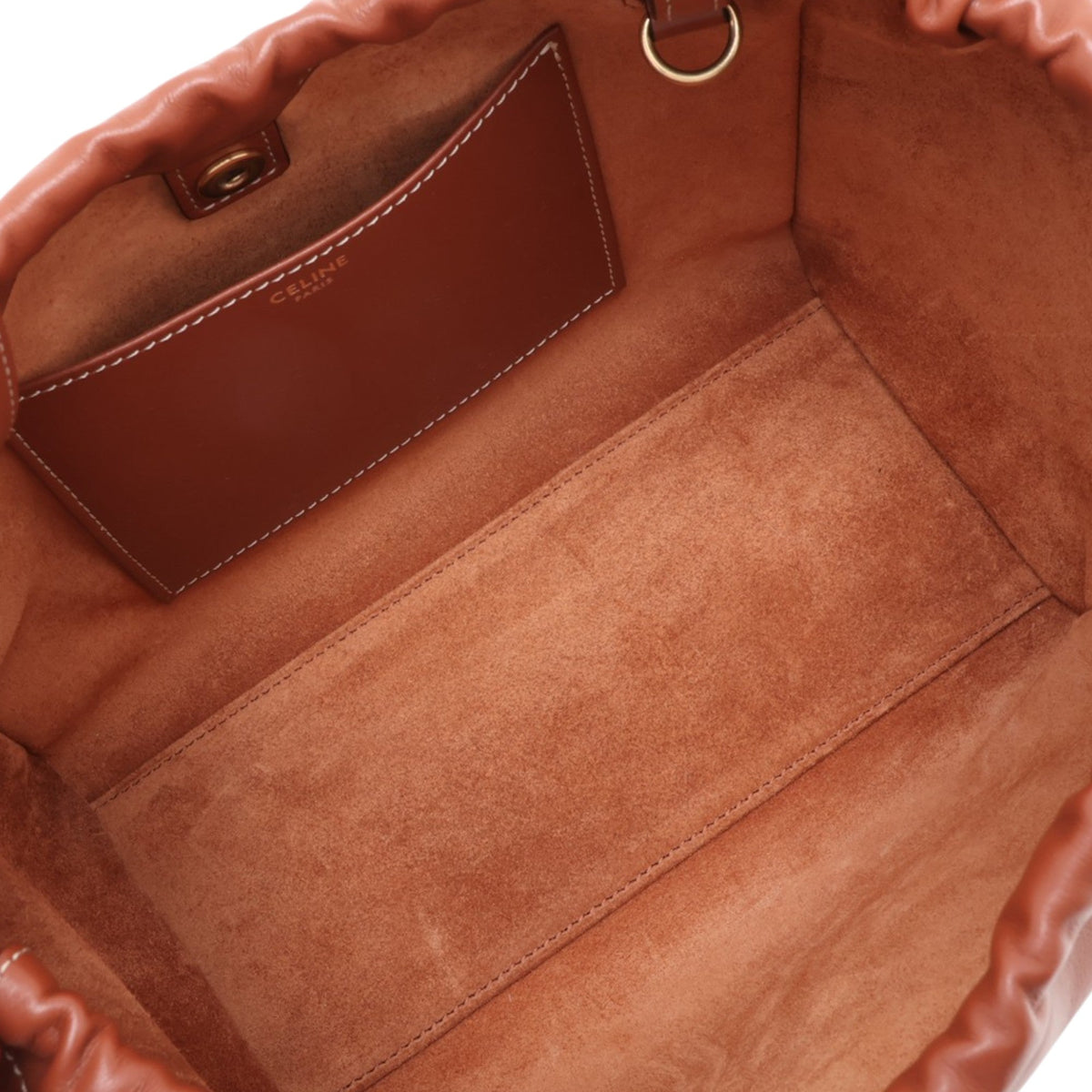 Celine Small Calfskin Cuir Triomphe Cabas Drawstring Satchel