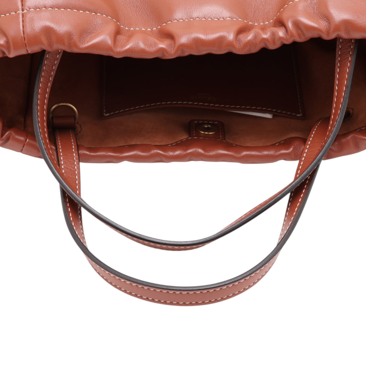 Celine Small Calfskin Cuir Triomphe Cabas Drawstring Satchel