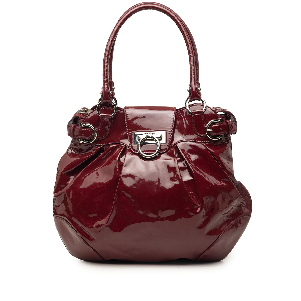 Ferragamo Patent Gancini Marisa Handbag