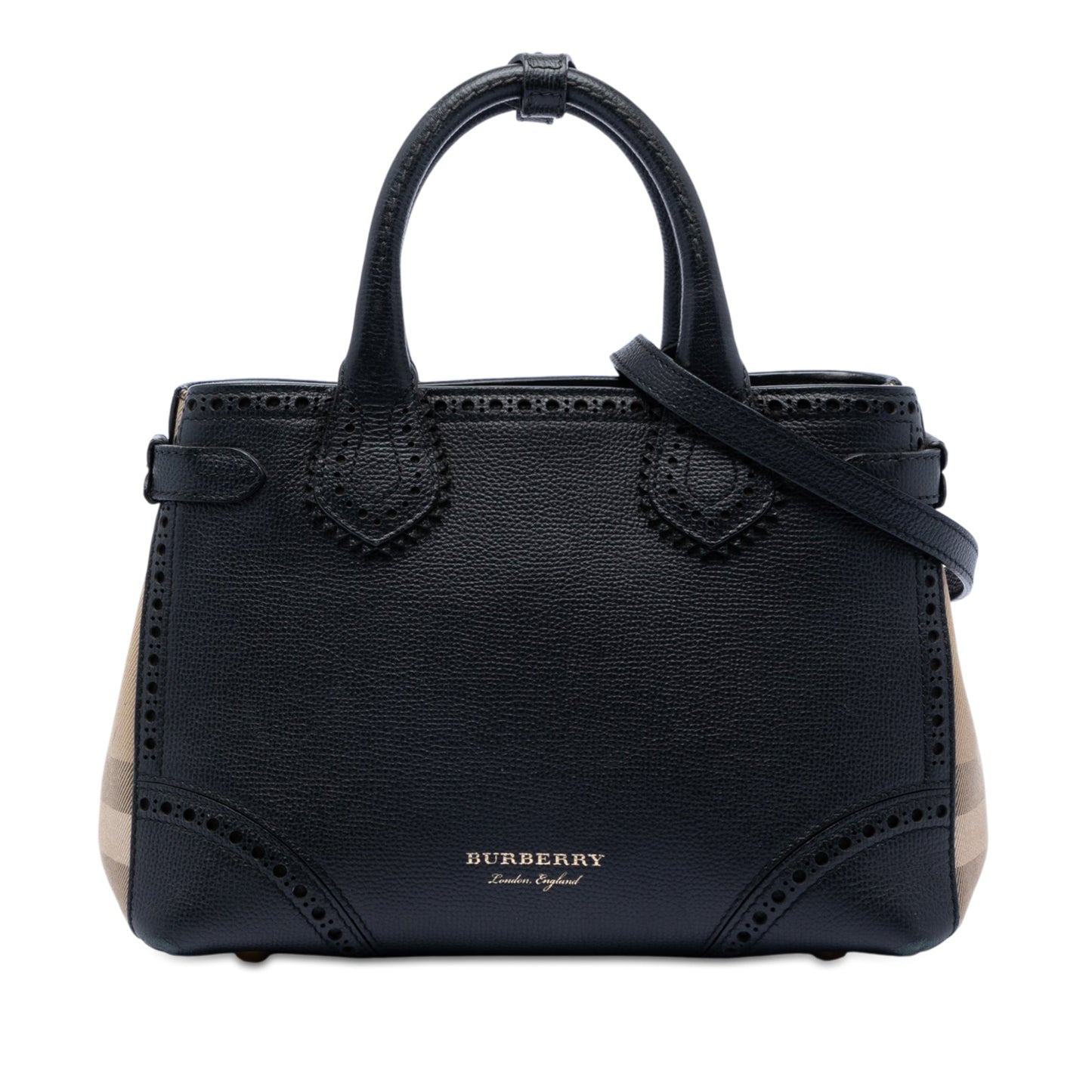 Burberry Small Grainy Calfskin Brogues and House Check Banner Bag