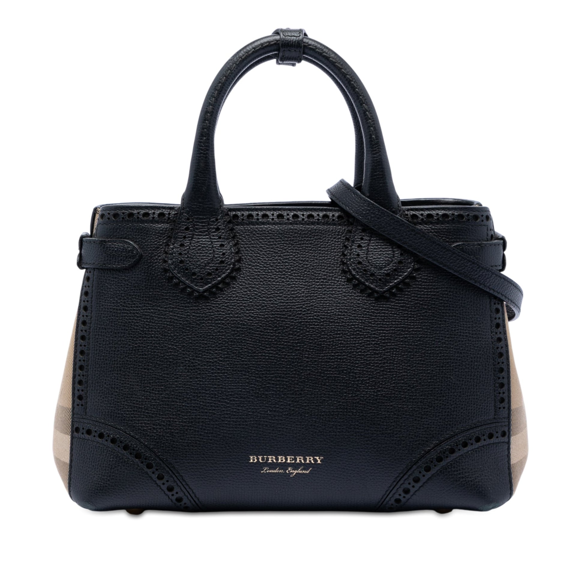 Burberry Small Grainy Calfskin Brogues and House Check Banner Bag