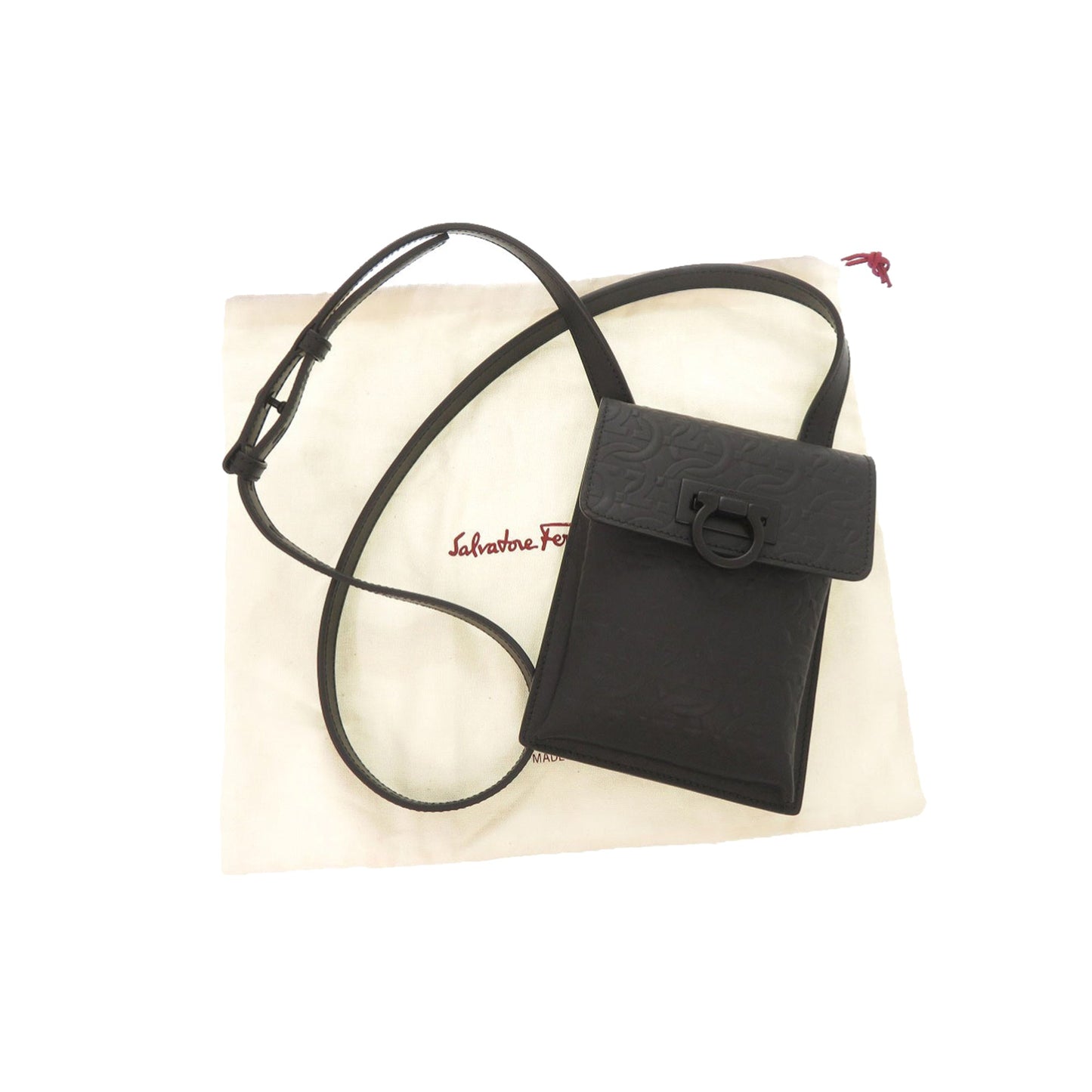 Ferragamo Gancini Embossed Leather Phone Pouch Crossbody