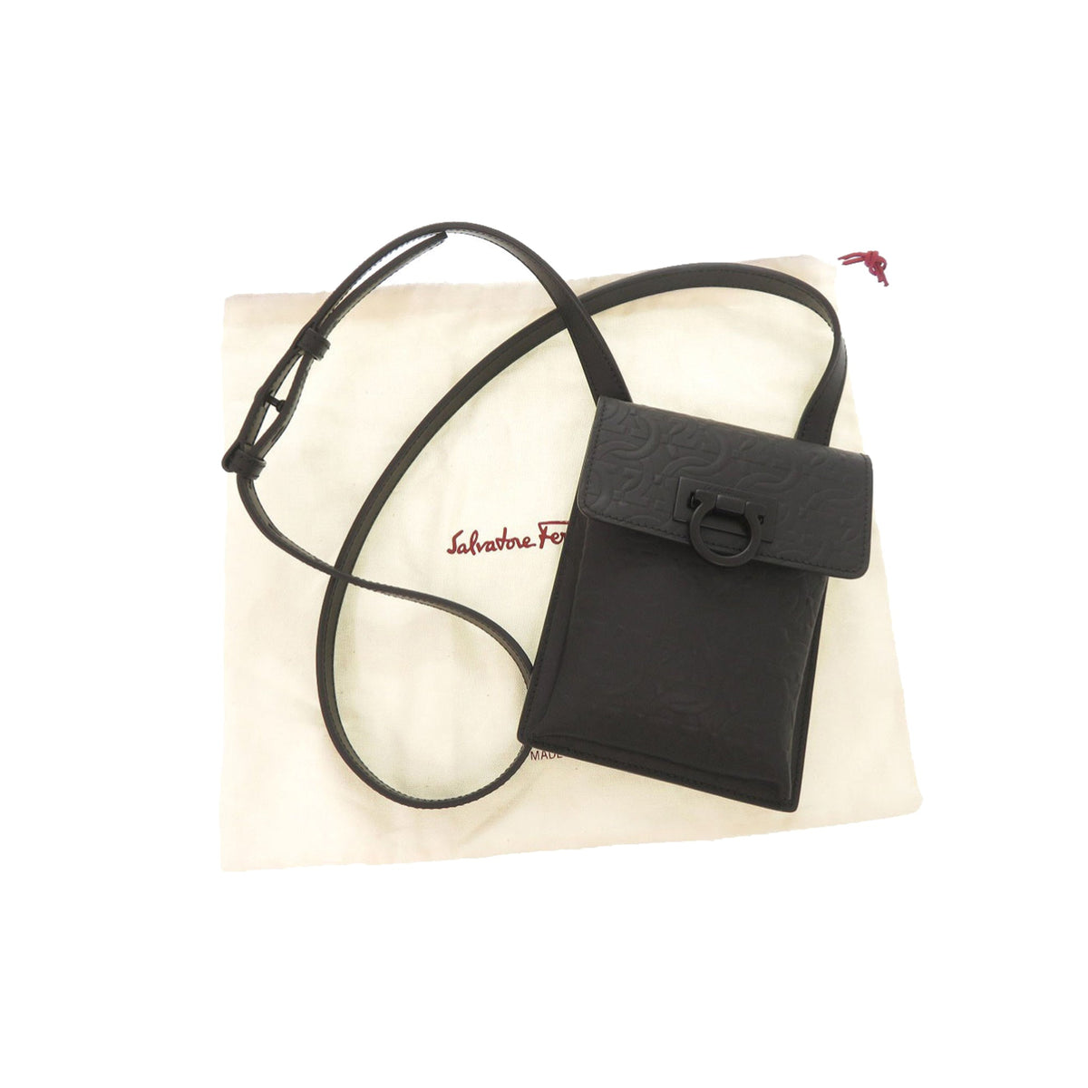 Ferragamo Gancini Embossed Leather Phone Pouch Crossbody