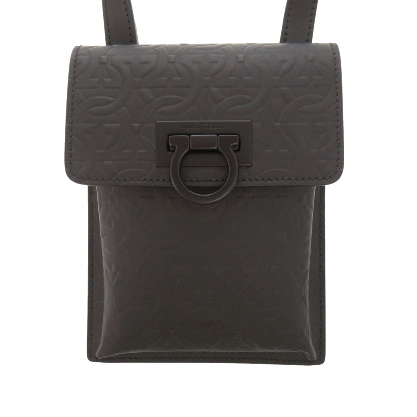 Ferragamo Gancini Embossed Leather Phone Pouch Crossbody