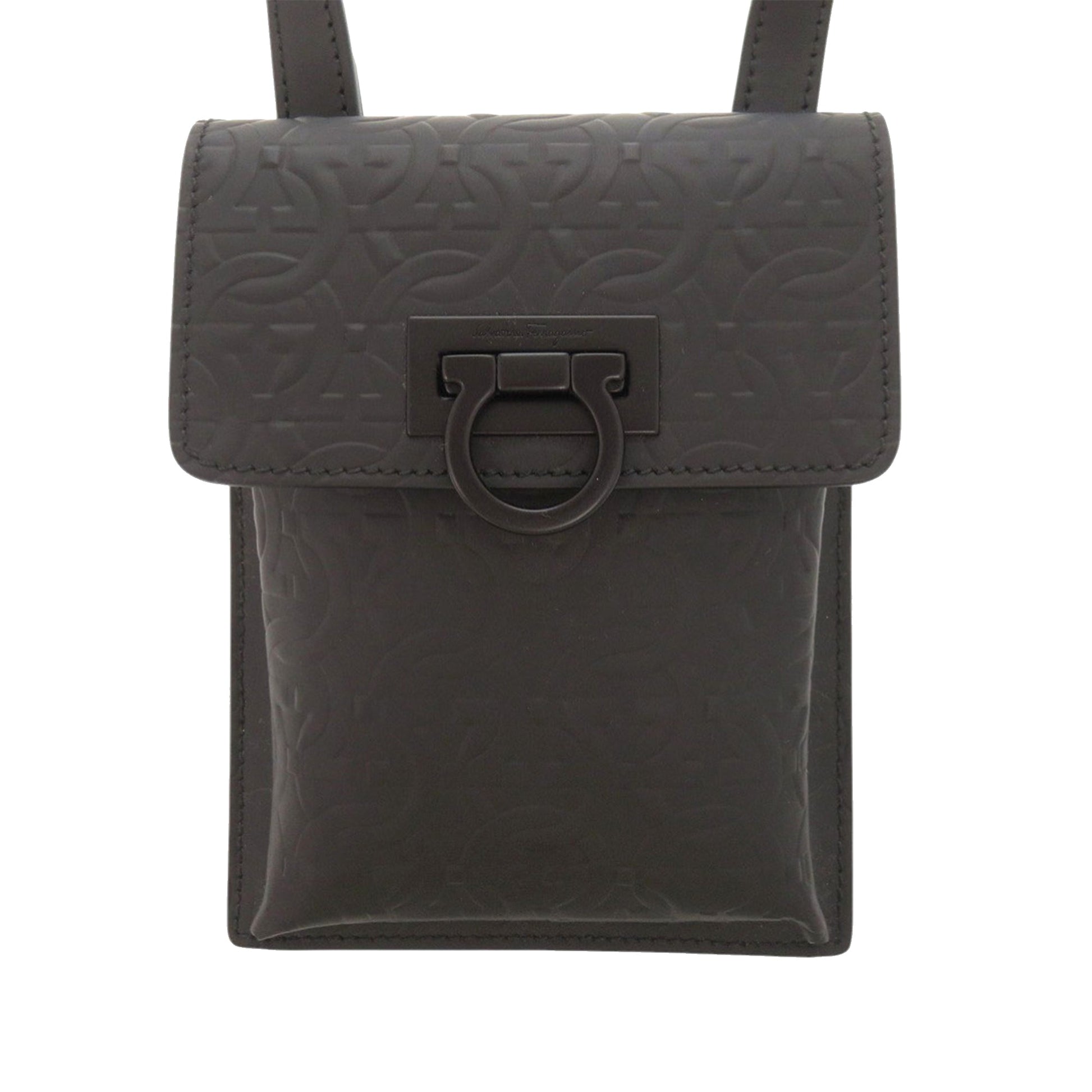 Ferragamo Gancini Embossed Leather Phone Pouch Crossbody