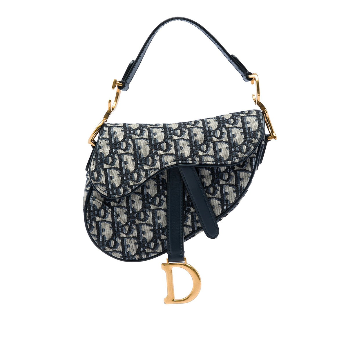 Dior Mini Oblique Canvas Saddle Bag — Blue