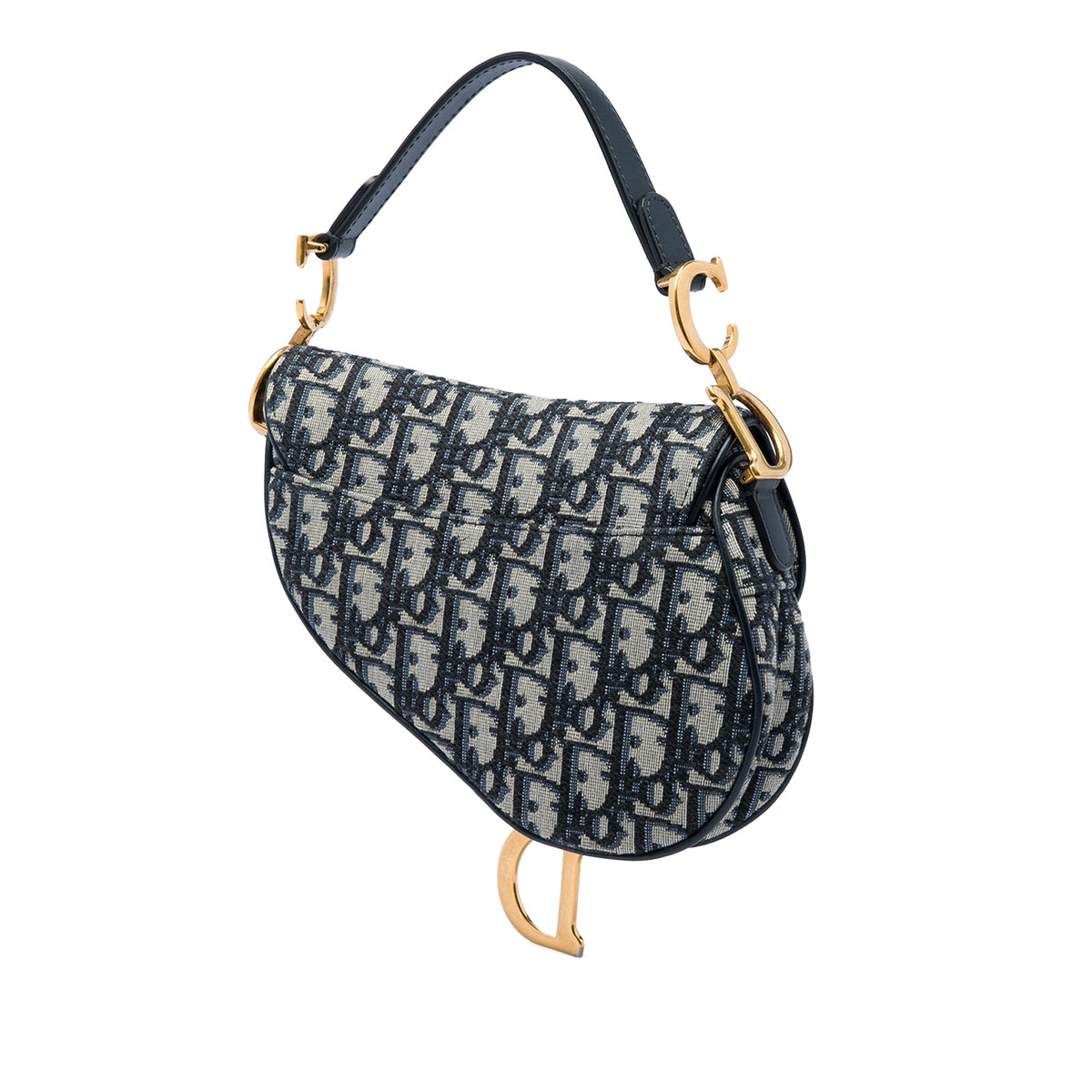 Dior Mini Oblique Canvas Saddle Bag — Blue