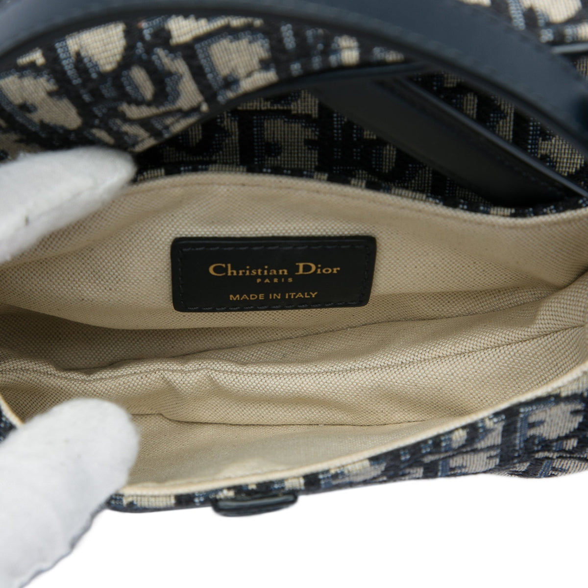 Dior Mini Oblique Canvas Saddle Bag — Blue