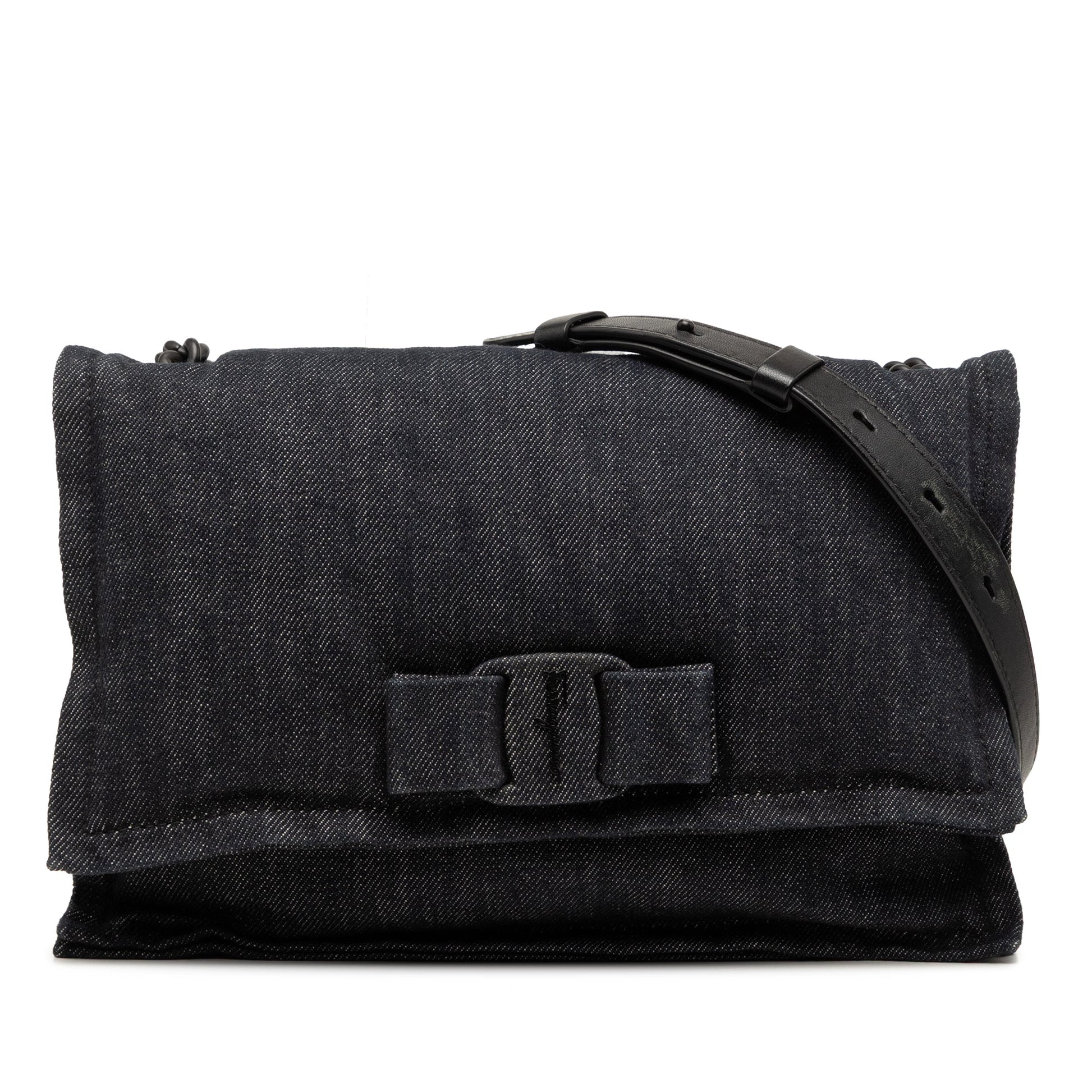 Ferragamo Small Denim Viva Bow Shoulder Bag