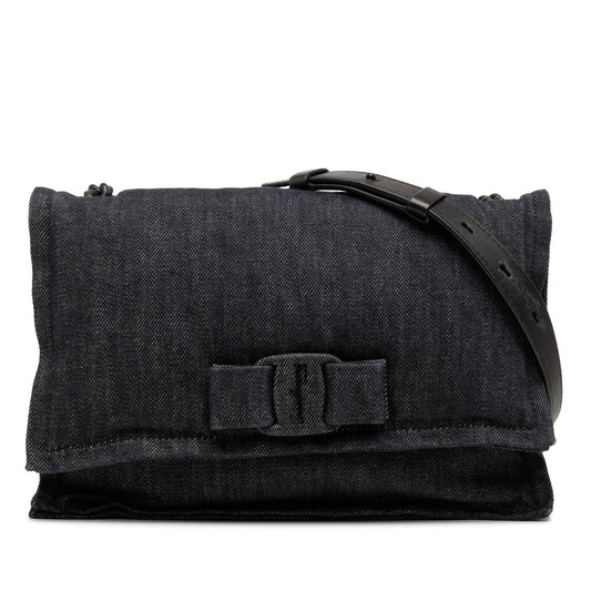 Ferragamo Small Denim Viva Bow Shoulder Bag