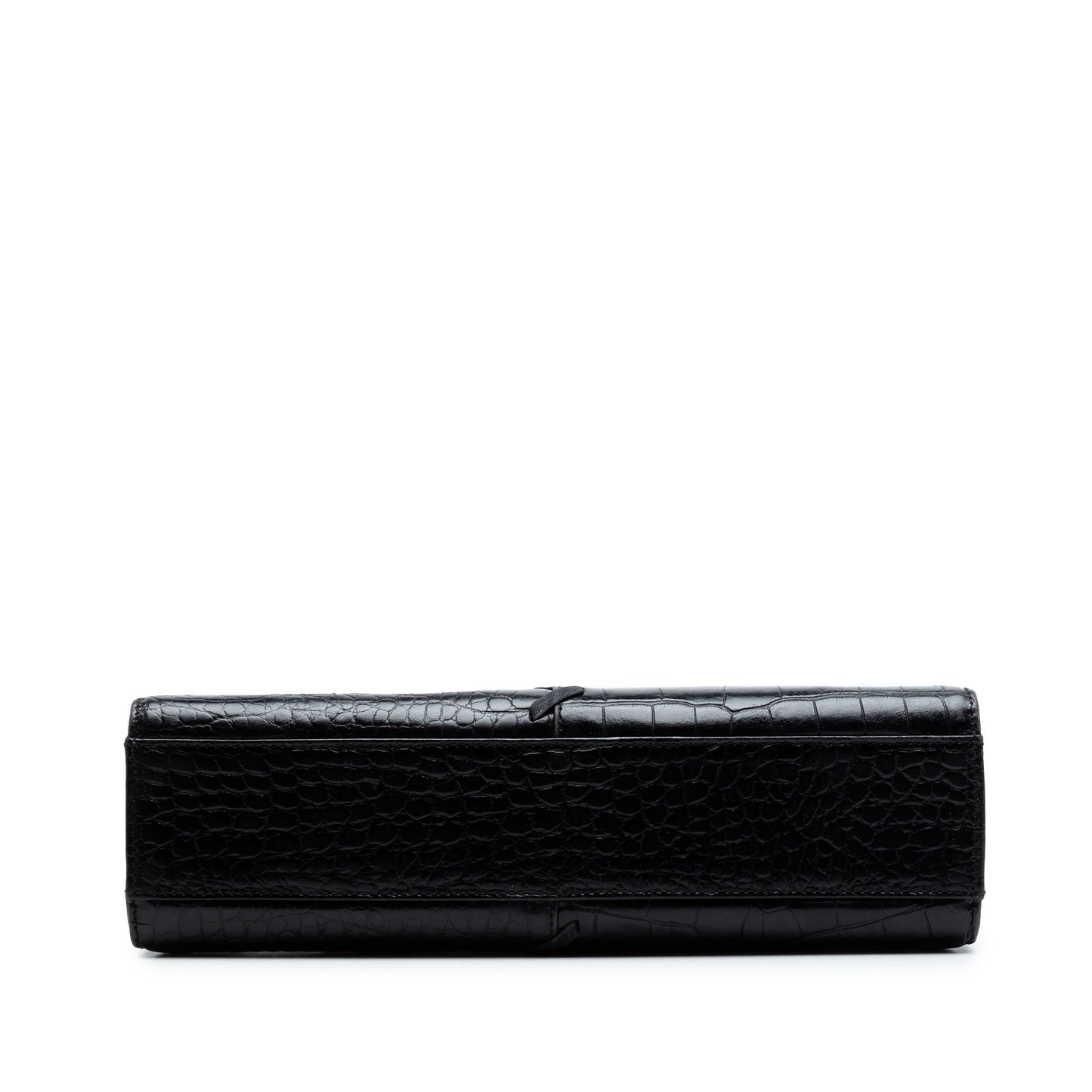 Saint Laurent Croc Embossed Leather Shoulder Bag