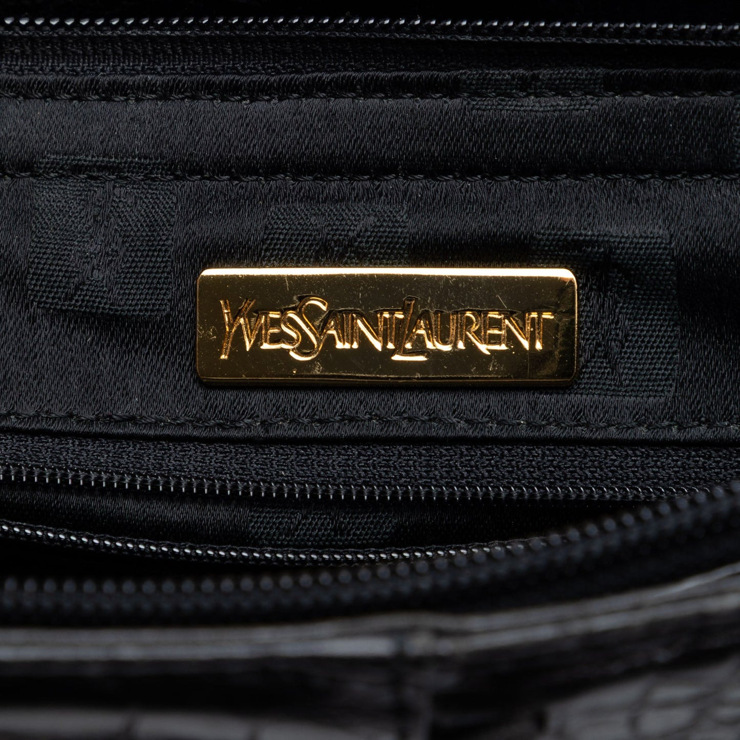 Saint Laurent Croc Embossed Leather Shoulder Bag