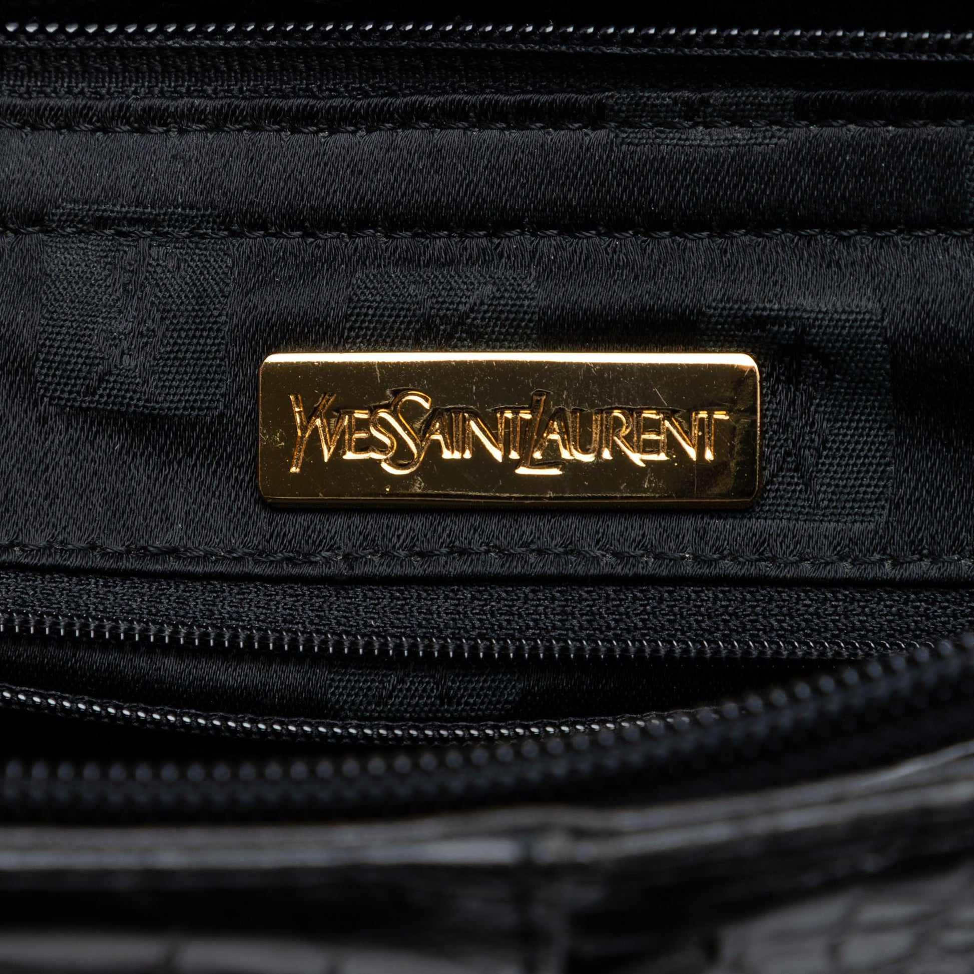 Saint Laurent Croc Embossed Leather Shoulder Bag