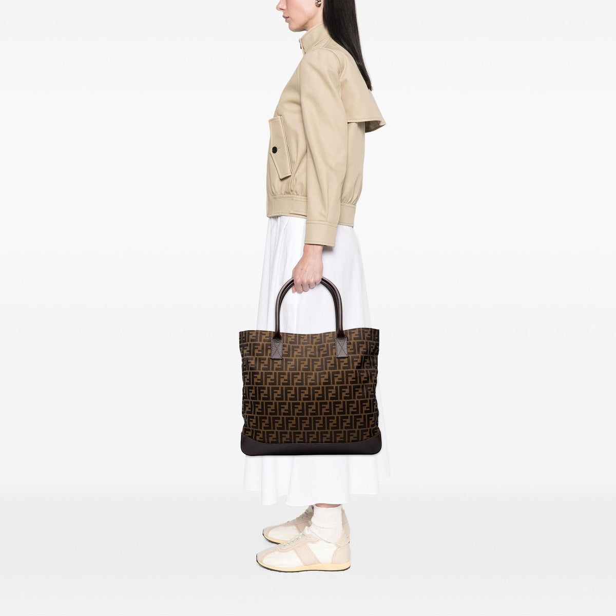 Fendi Large Zucca Canvas Tote — Brown