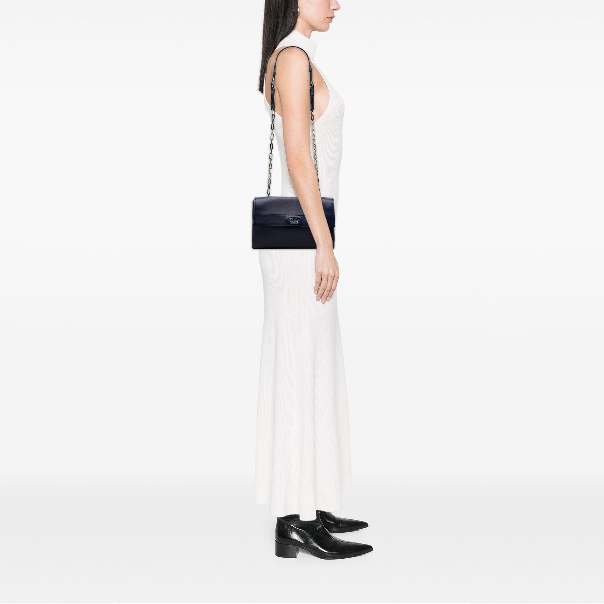 Prada Soft Calf Double Turnlock Crossbody