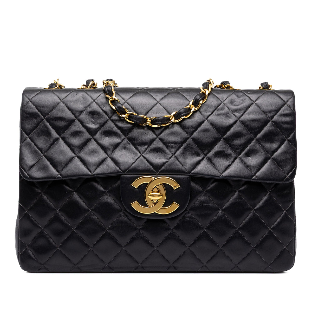 Chanel Maxi XL Classic Lambskin Single Flap — Black