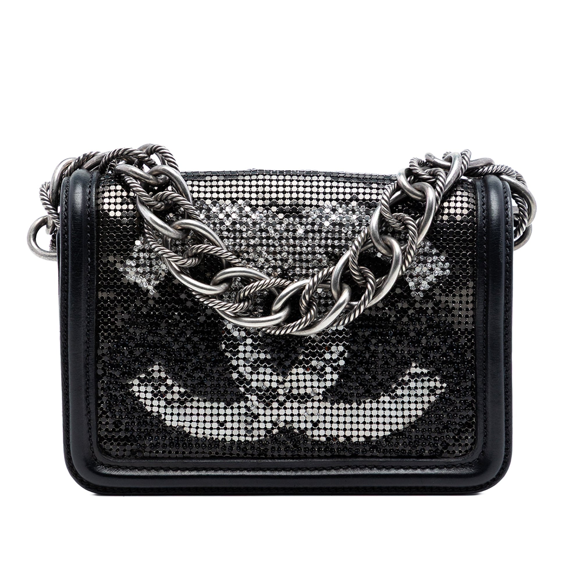 Small Lambskin Beaded Crystal Flap
