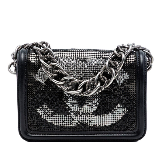 Small Lambskin Beaded Crystal Flap