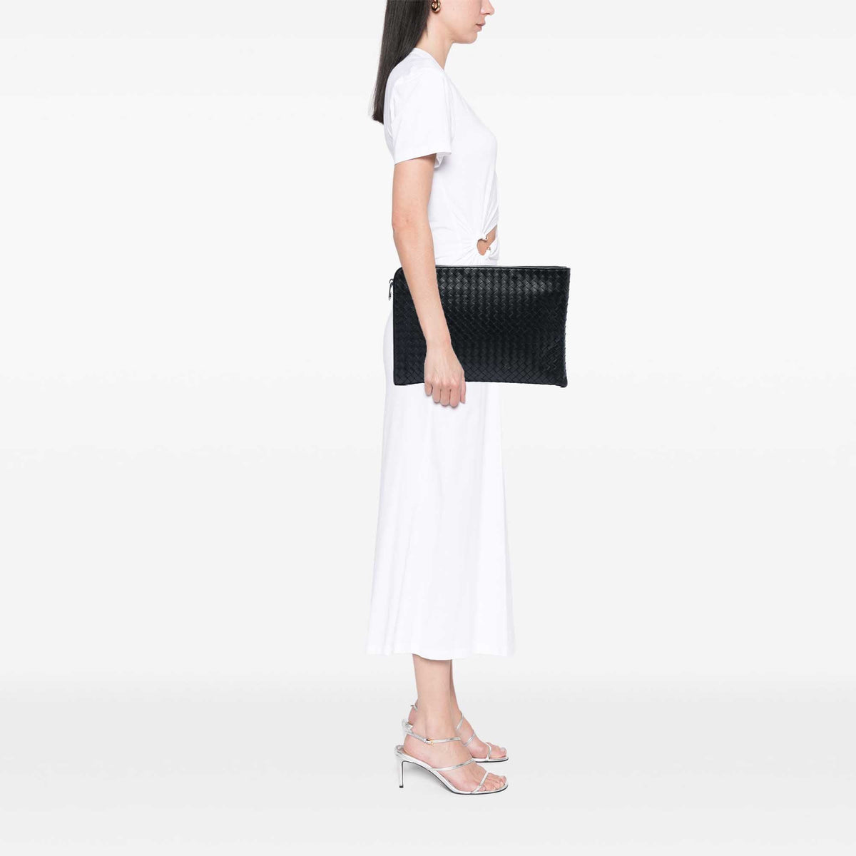 Bottega Veneta Medium Nappa Intrecciato Document Case — Black