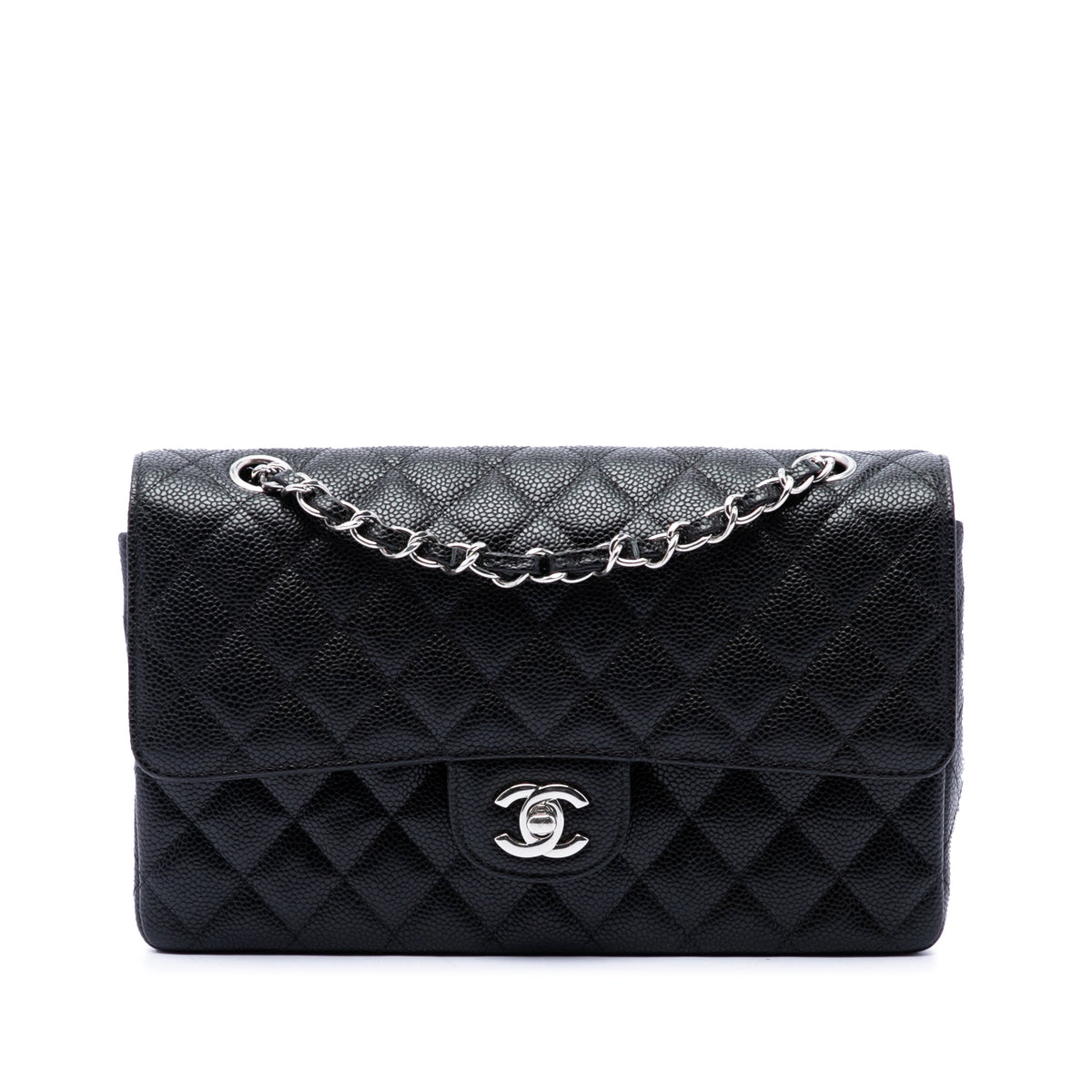 Chanel Medium Classic Caviar Double Flap — Black