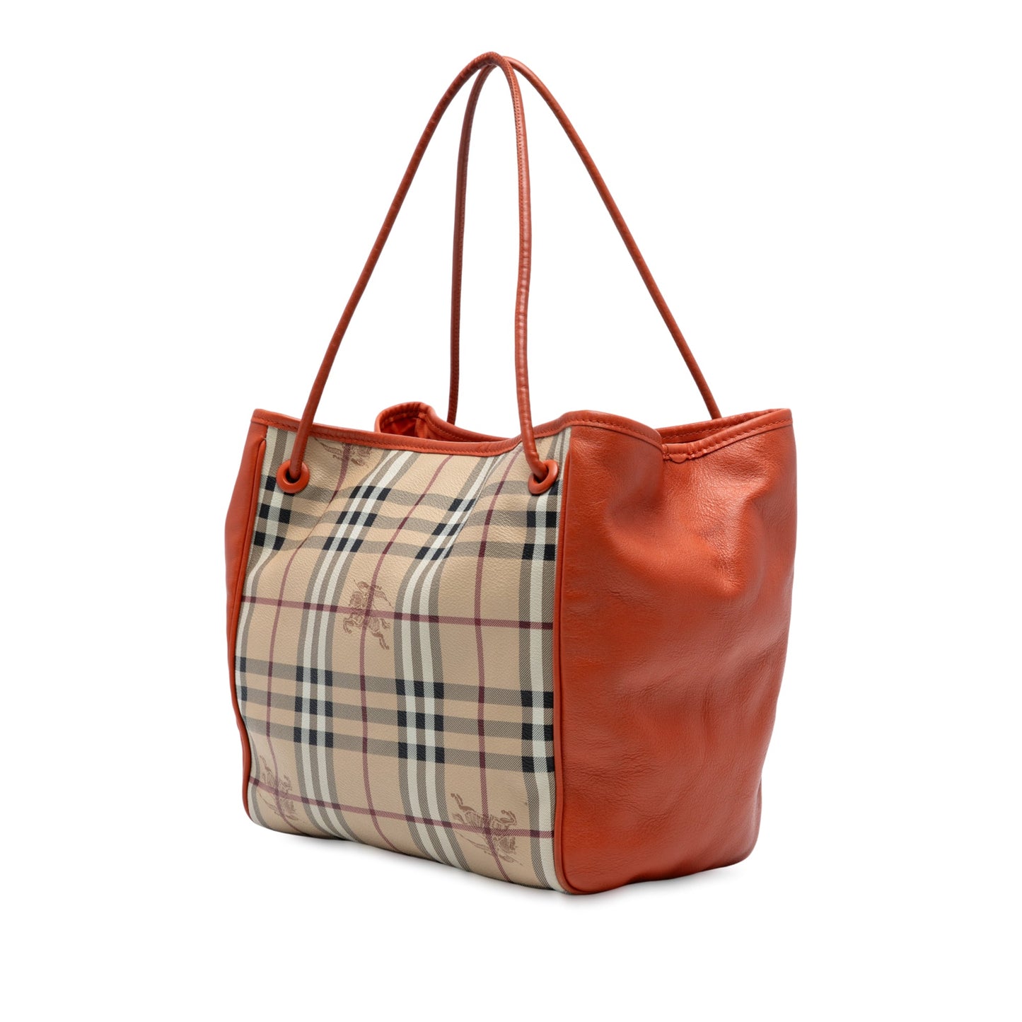 Burberry Small Leather Trimmed Haymarket Check Coated Canvas Canterbury Tote