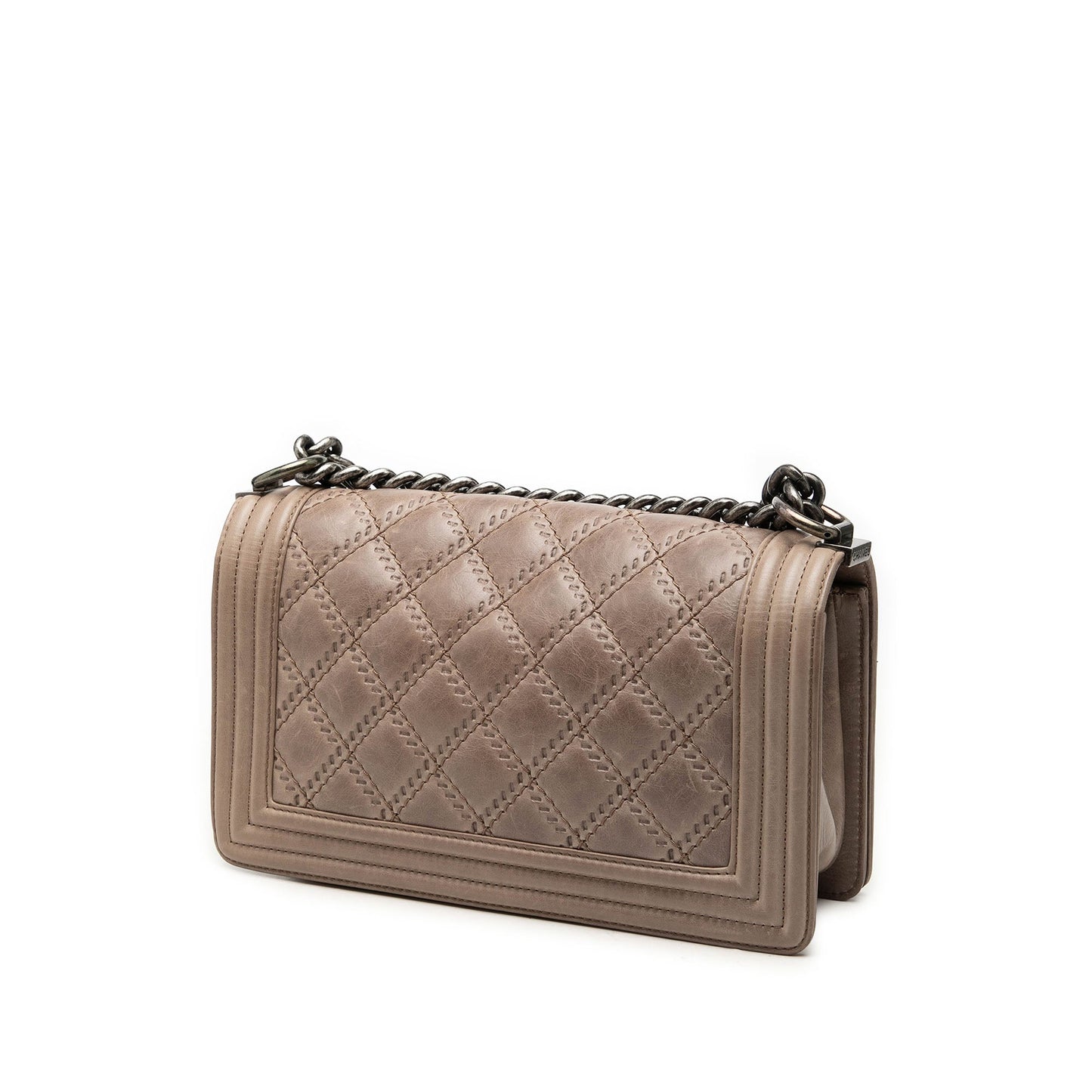 Chanel Old Medium Aged Calfskin Double Stitch Boy Flap